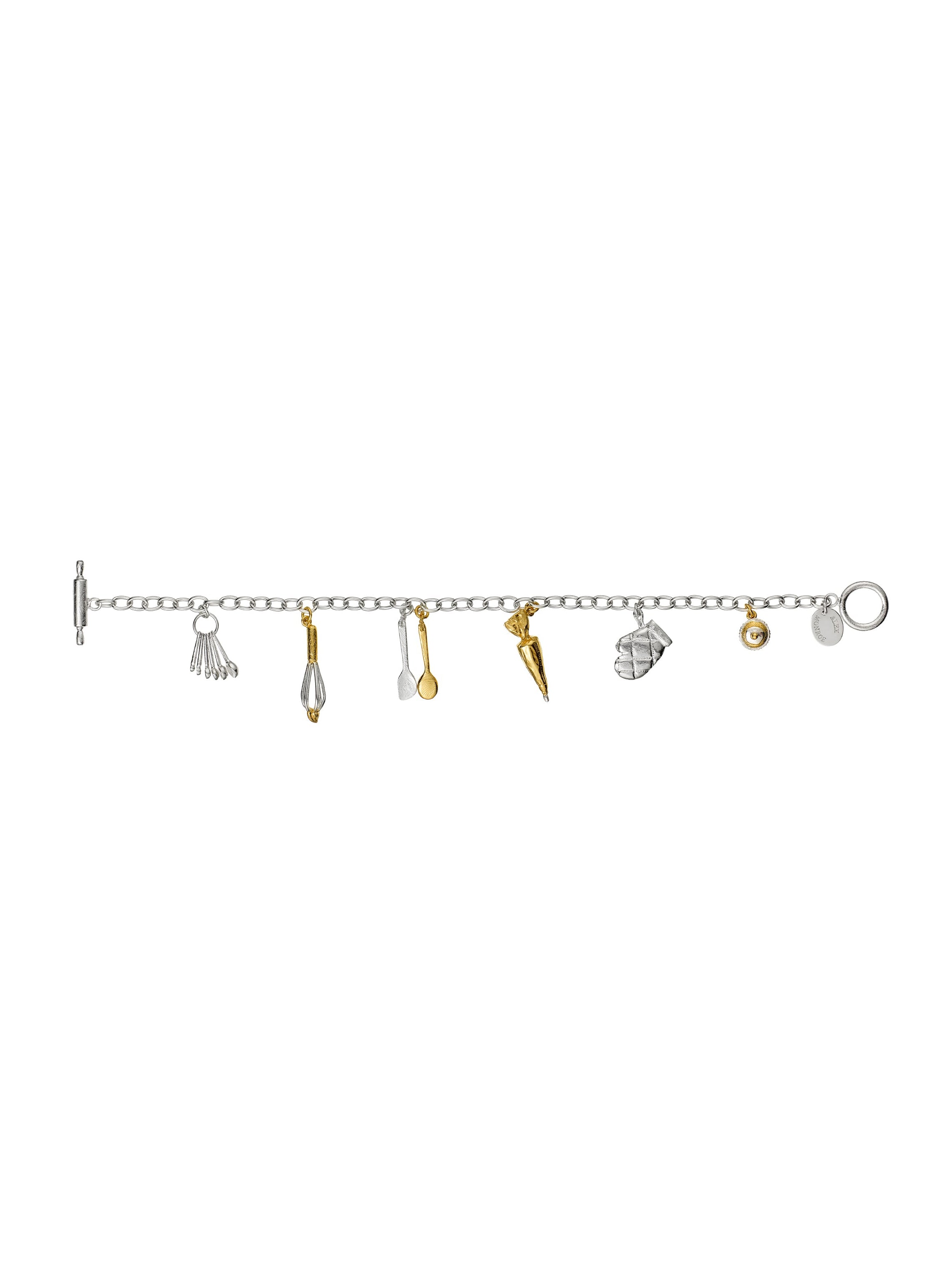 Baking Charm Bracelet with Rolling Pin T-Bar Fastening - image 4 | silver & gold plate