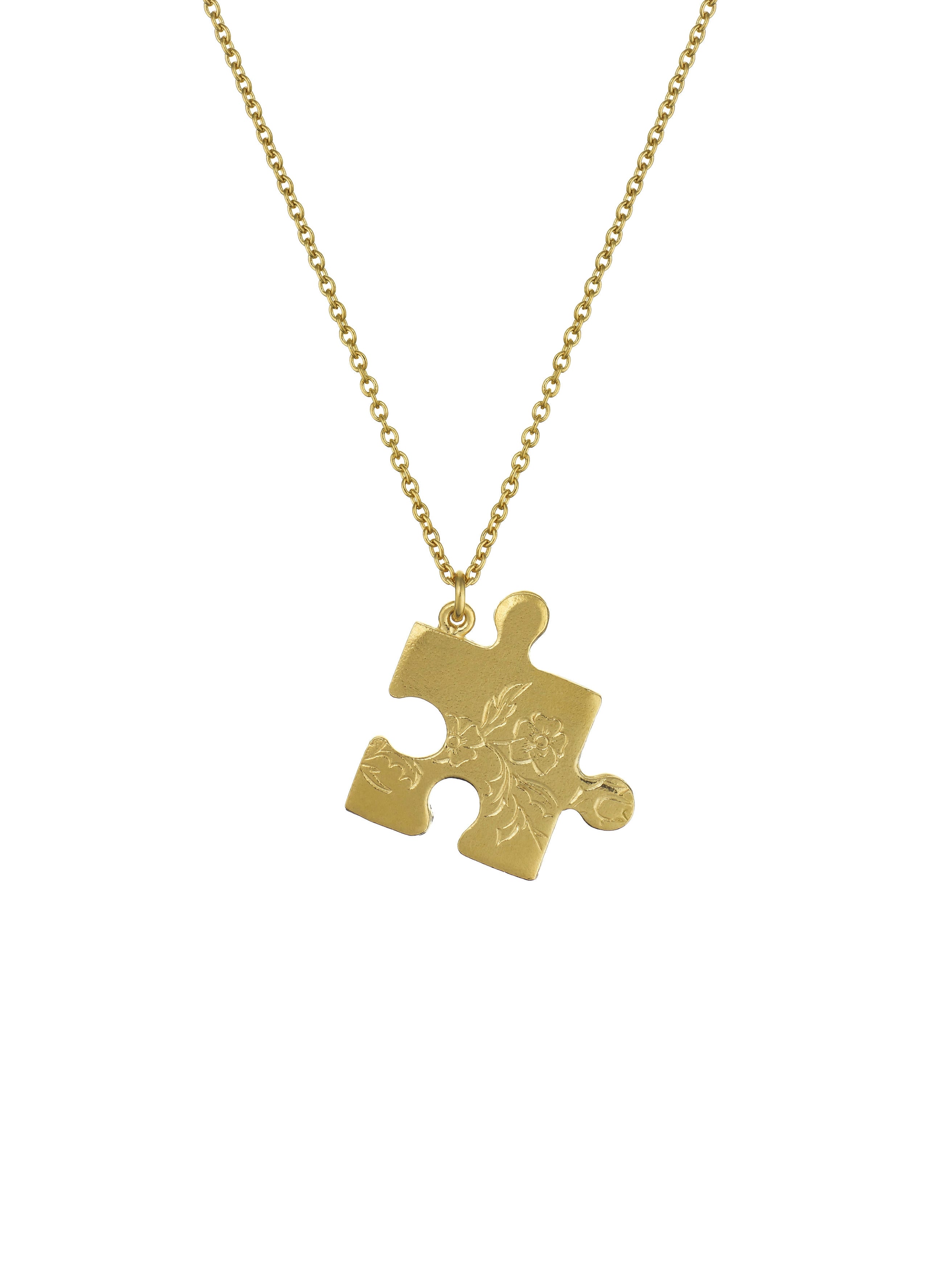 Floral Puzzle Piece Necklace - image 1 | gold plate