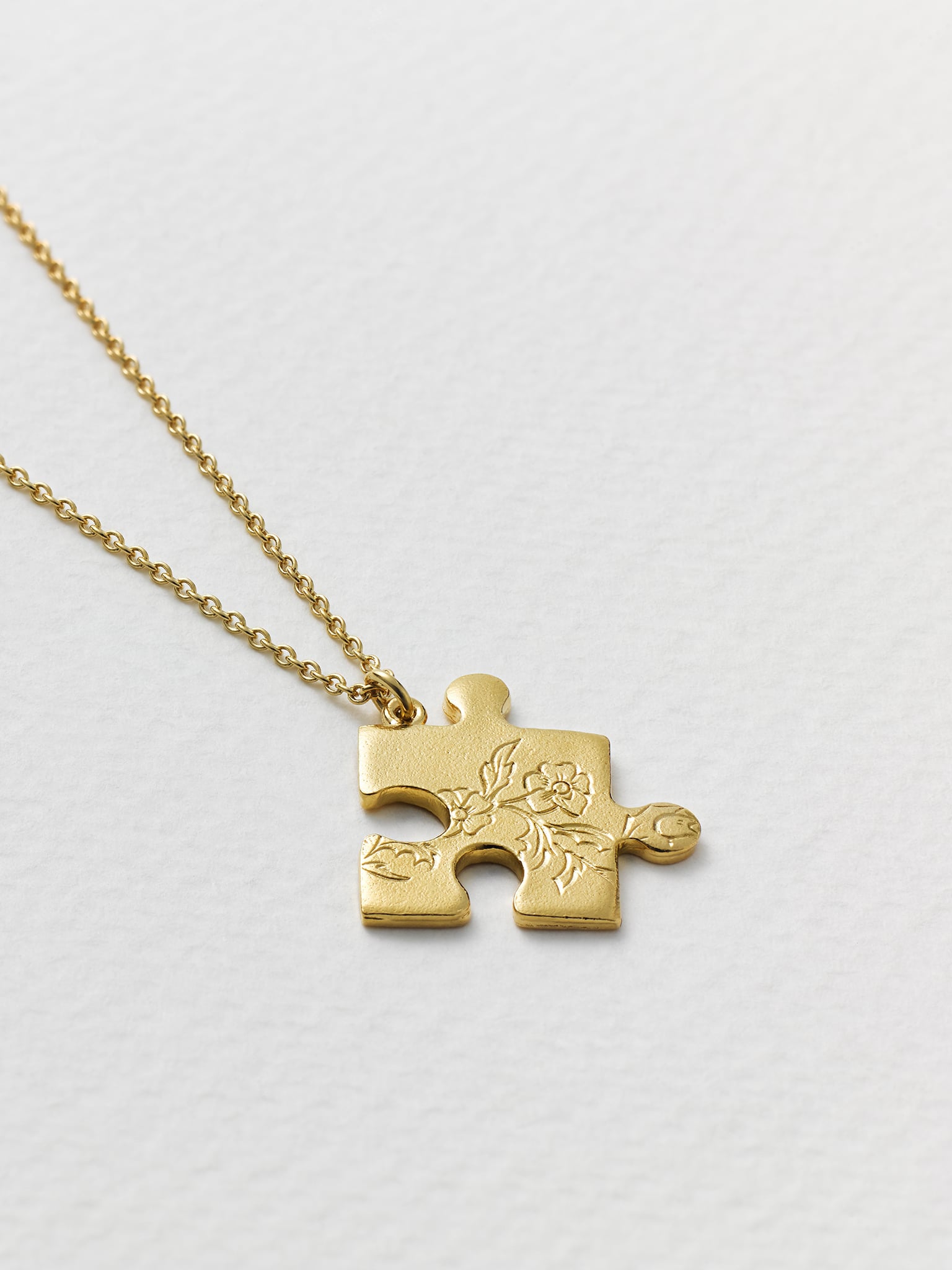 Floral Puzzle Piece Necklace - image 3 | gold plate