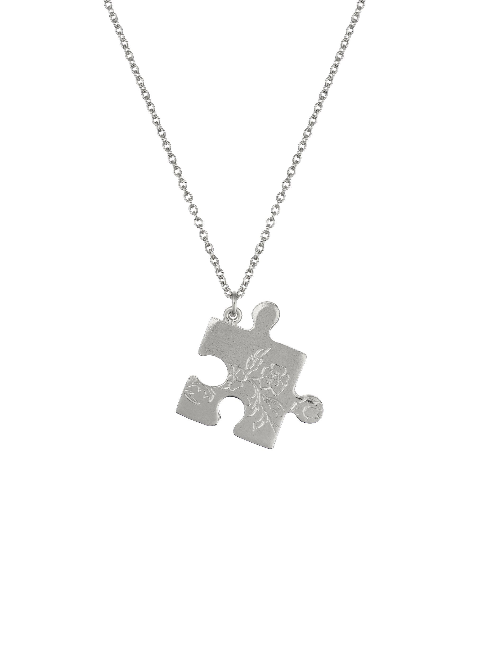 Floral Puzzle Piece Necklace - image 5 | silver