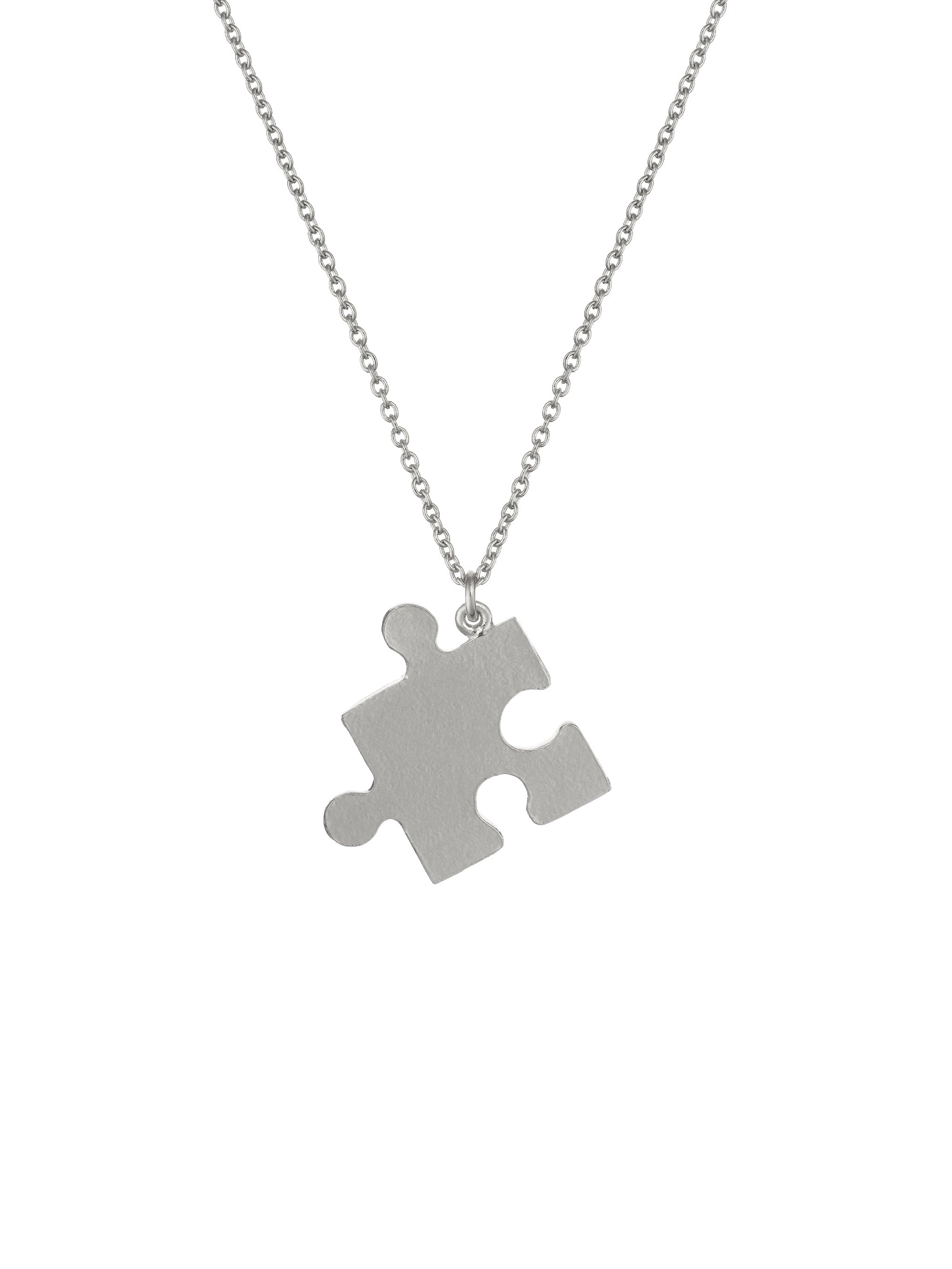 Floral Puzzle Piece Necklace - image 7 | silver