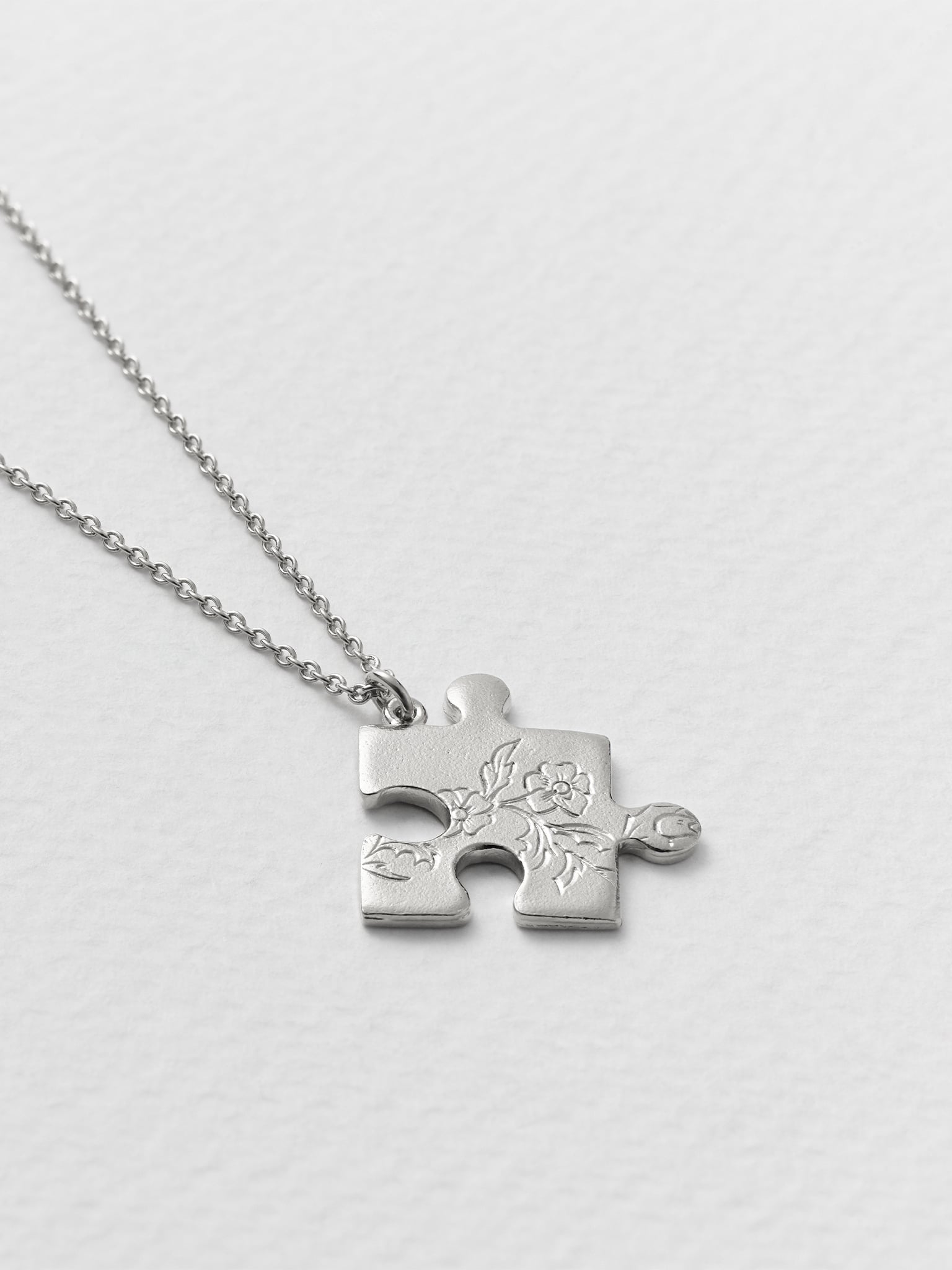 Floral Puzzle Piece Necklace - image 6 | silver