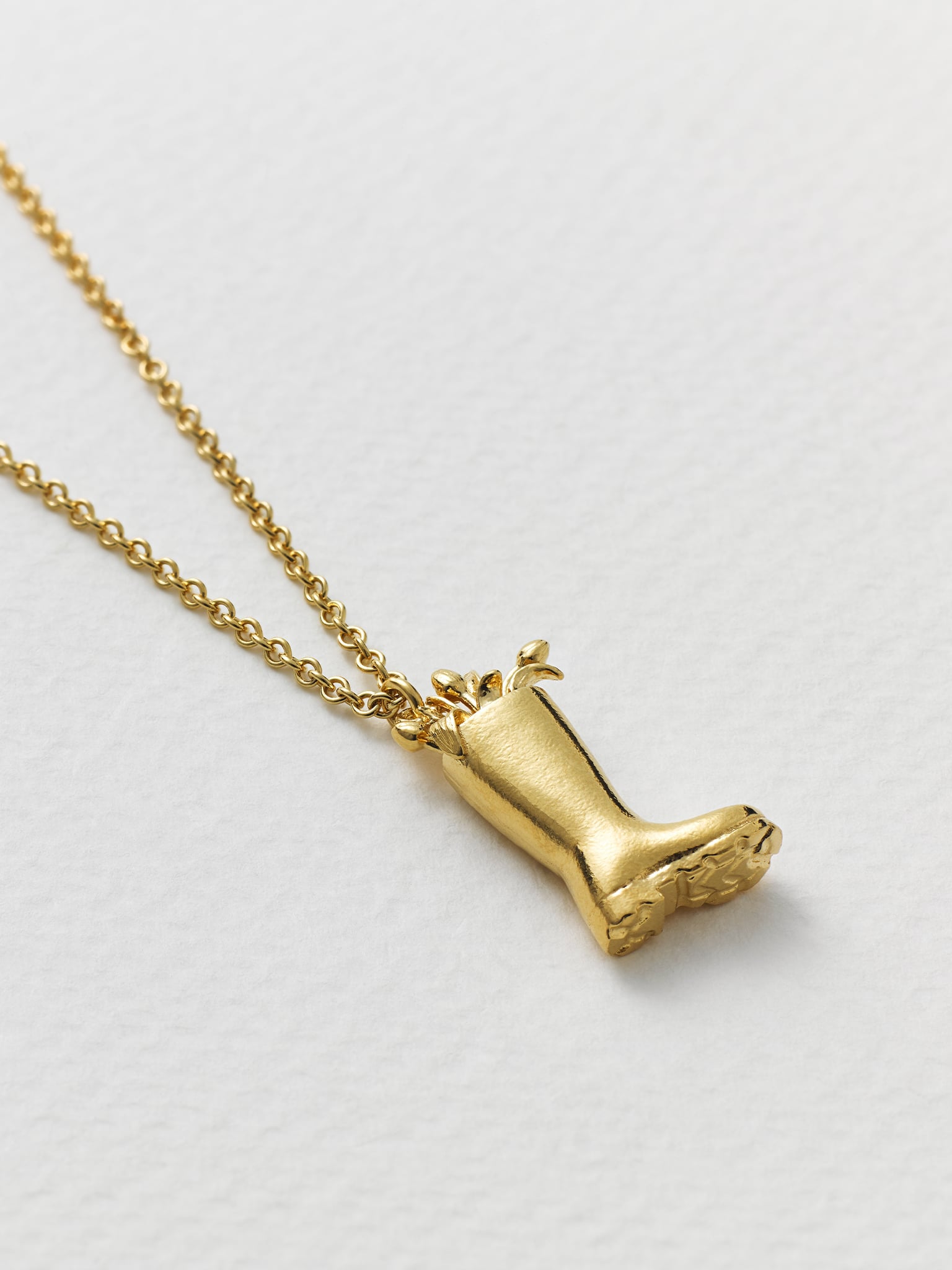 Tulip Filled Wellington Boot Necklace - image 3 | gold plate