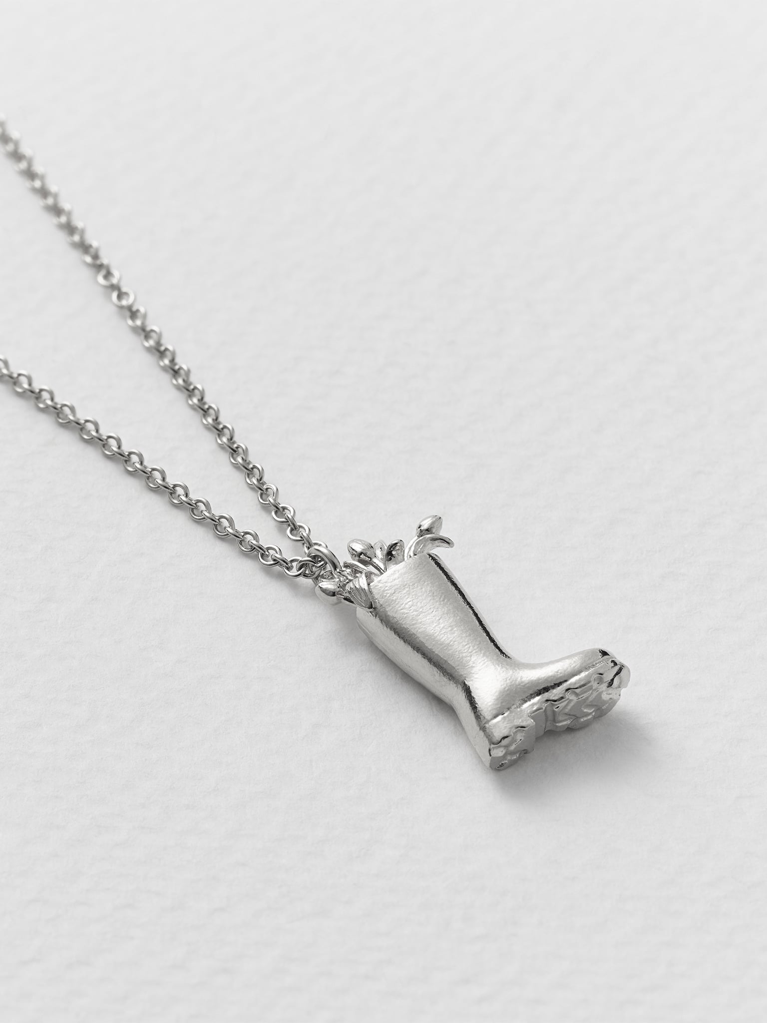 Tulip Filled Wellington Boot Necklace - image 5 | silver
