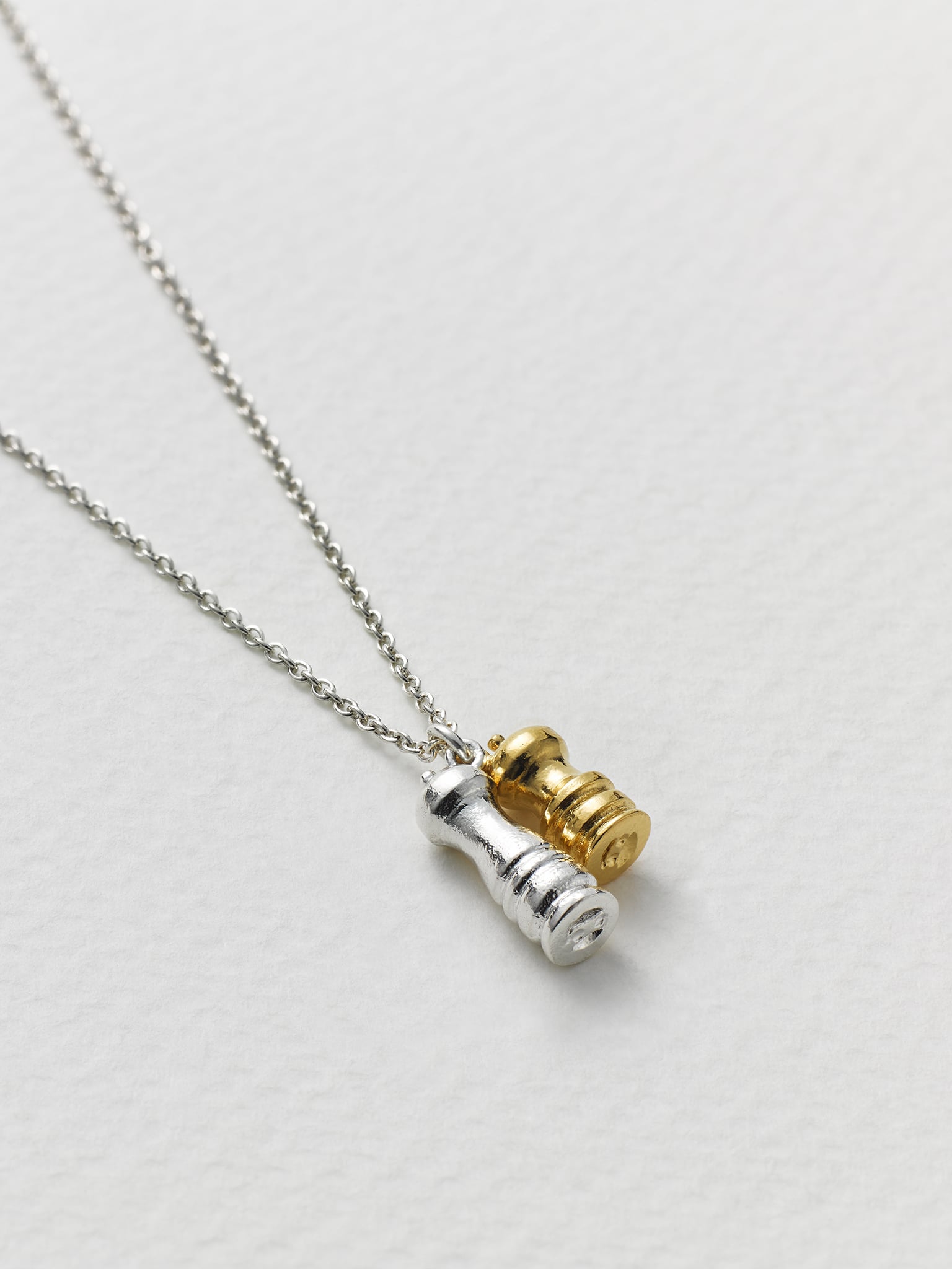 Salt & Pepper Mills Charm Necklace - image 3 | silver & gold plate