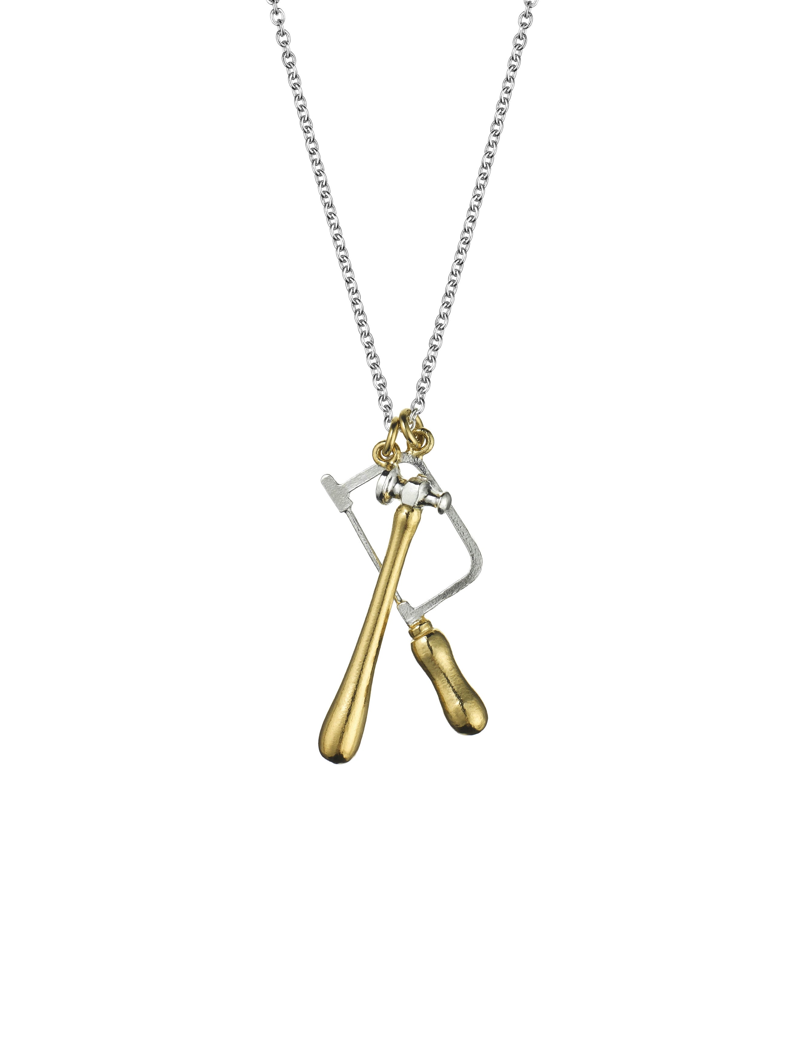 Jewellers Saw and Hammer Necklace - image 1 | silver & gold plate