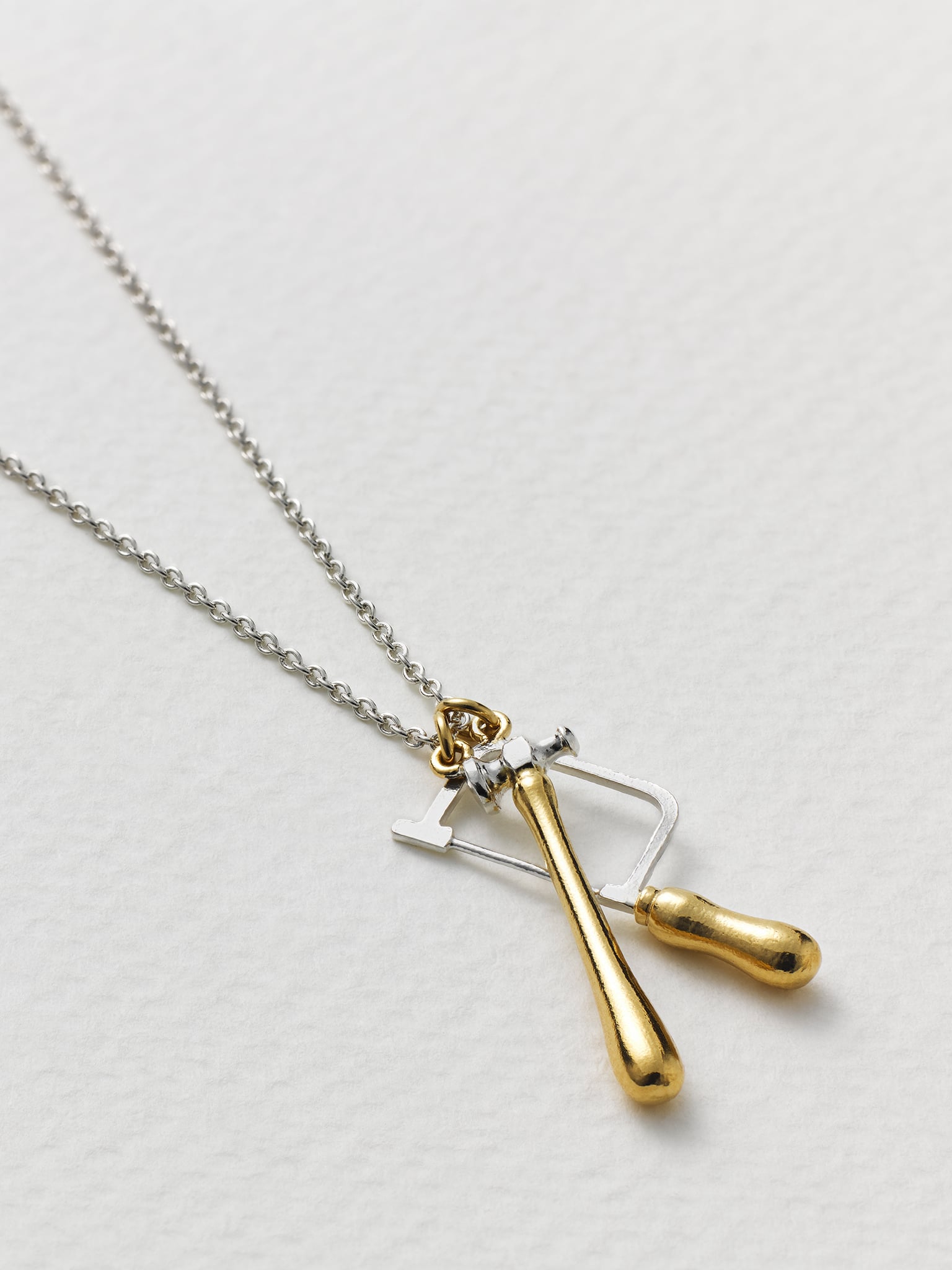 Jewellers Saw and Hammer Necklace - image 3 | silver & gold plate