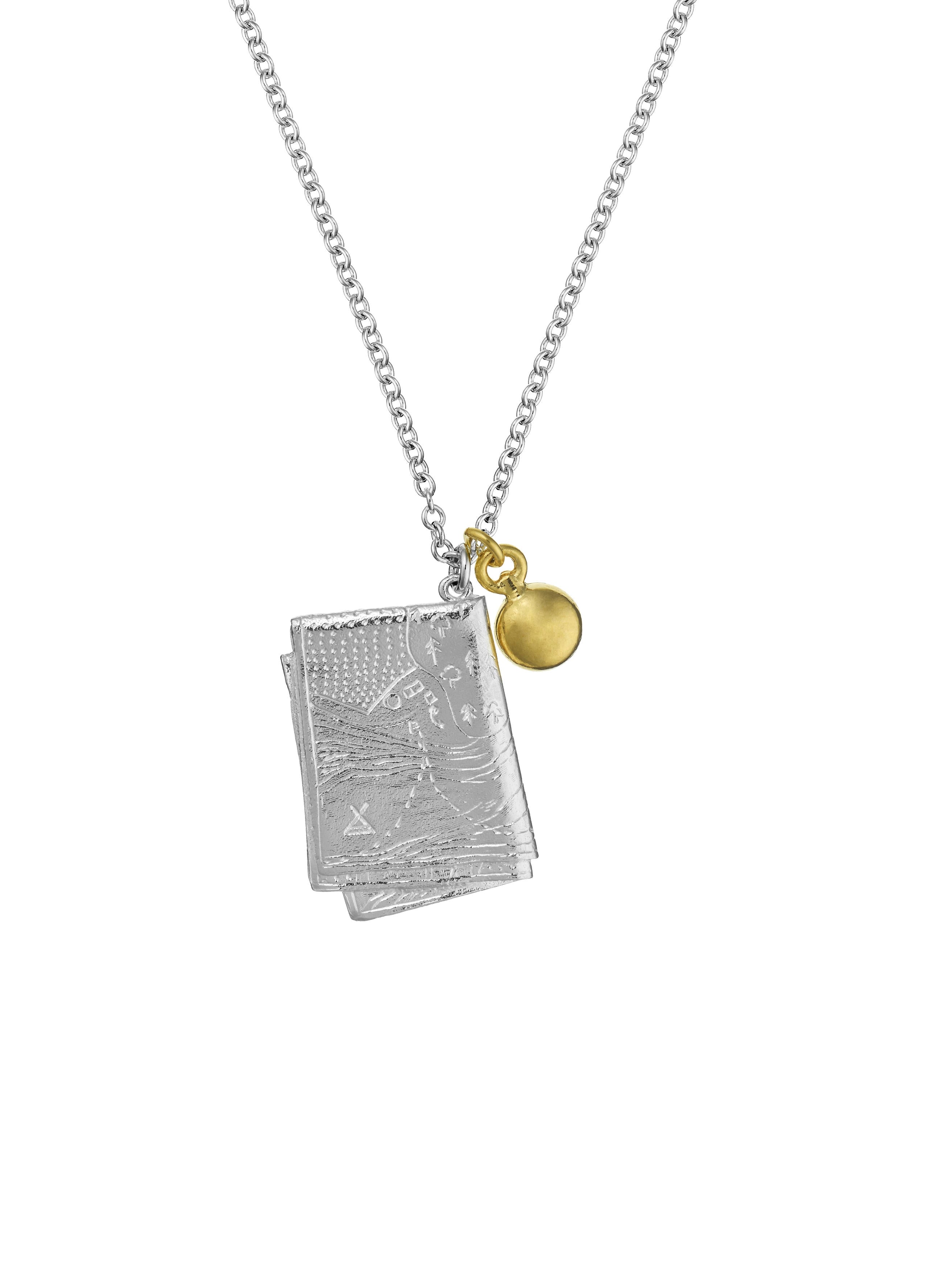 Map and Compass Necklace - image 4 | silver & gold plate
