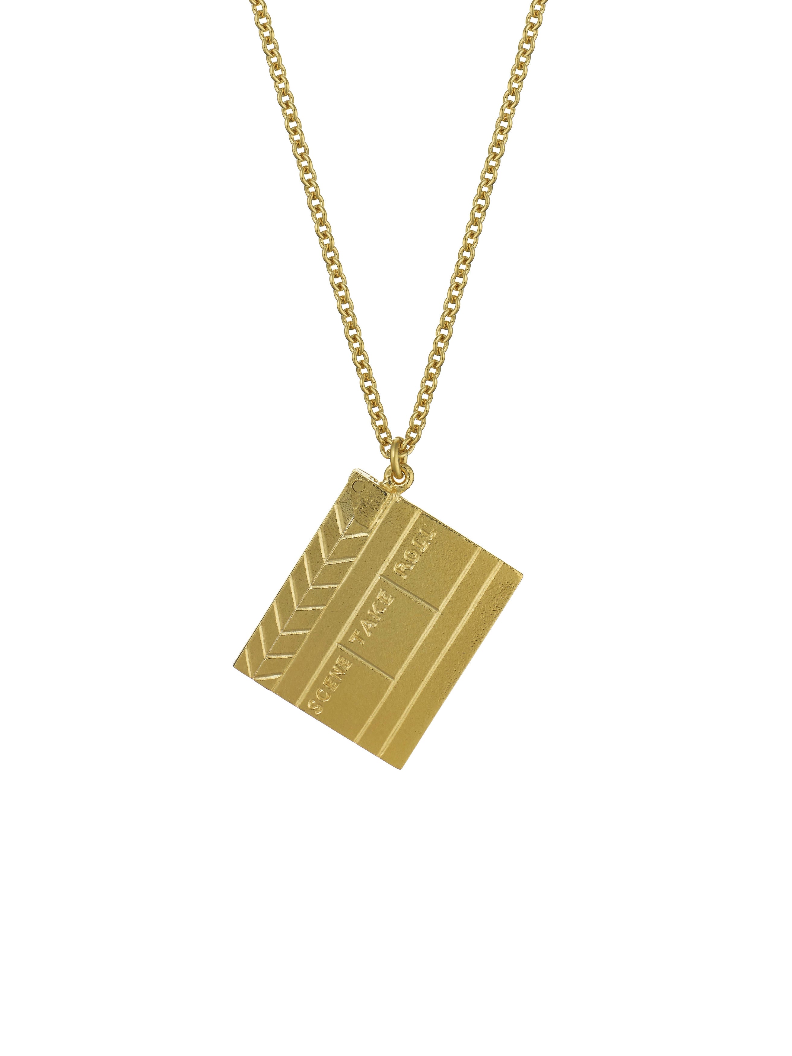 Going to the Movies Clapperboard Necklace - image 1 | gold plate