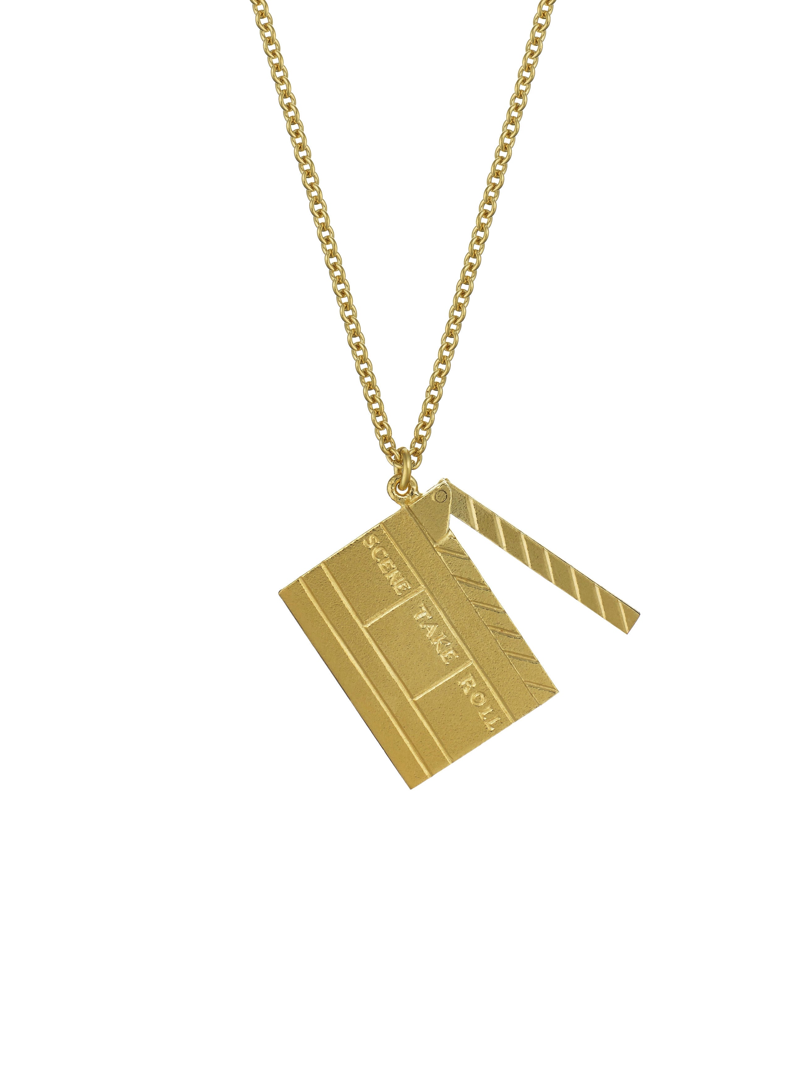 Going to the Movies Clapperboard Necklace - image 4 | gold plate