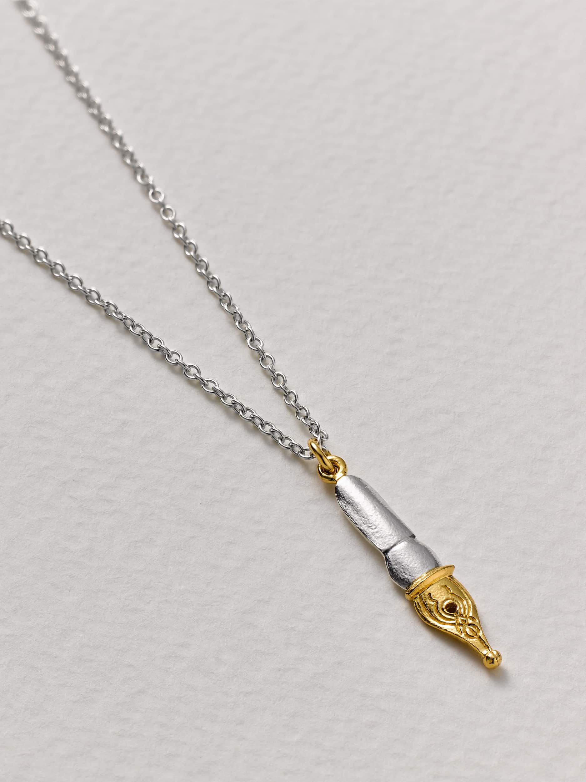 Fountain Pen Nib Necklace - image 5 | silver & gold plate