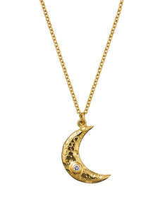 Stargazing Crescent Moon Necklace with Diamonds