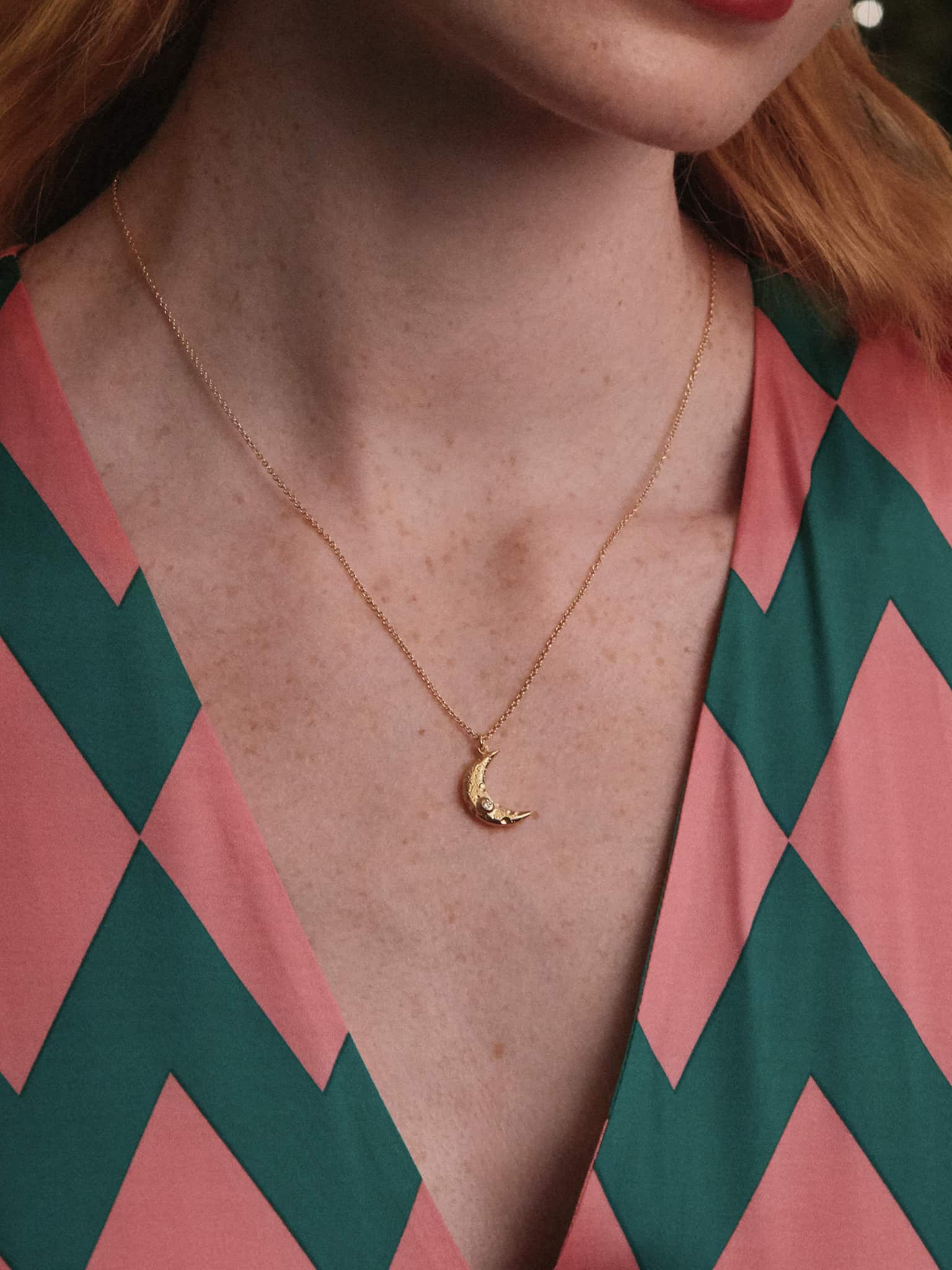 Stargazing Crescent Moon Necklace with Diamonds - image 2