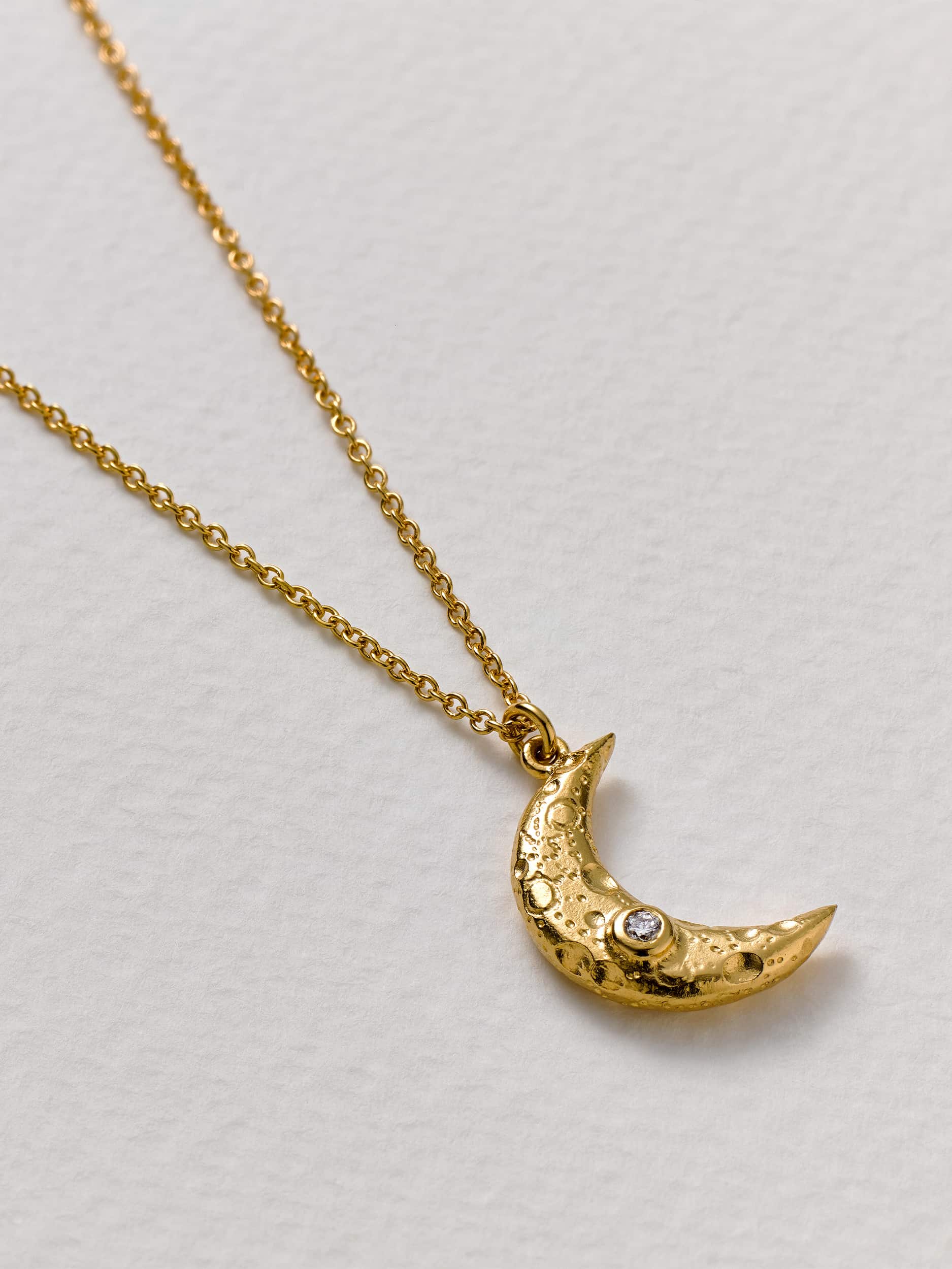 Stargazing Crescent Moon Necklace with Diamonds - image 5 | gold plate