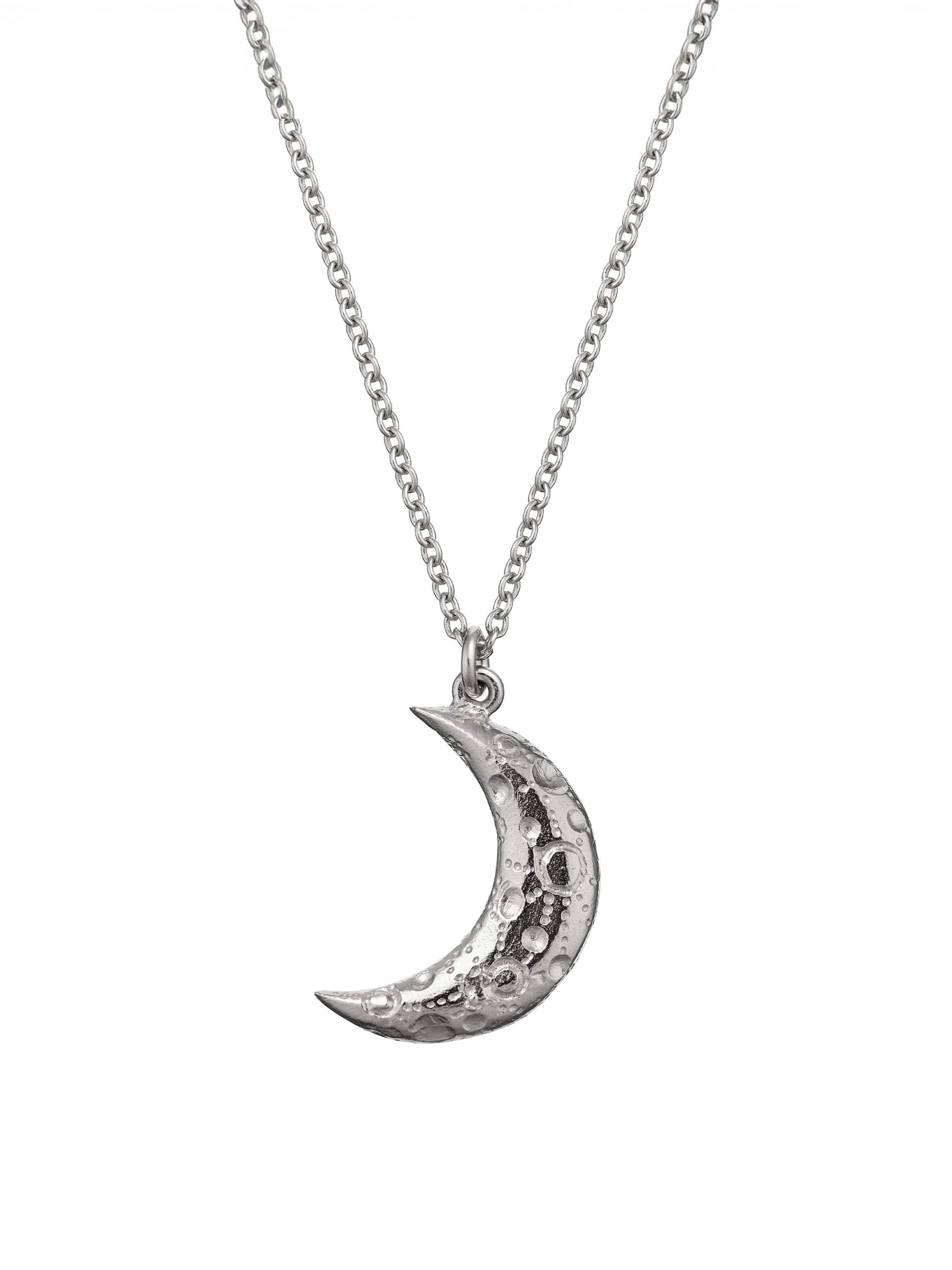 Stargazing Crescent Moon Necklace with Diamonds - image 12 | silver