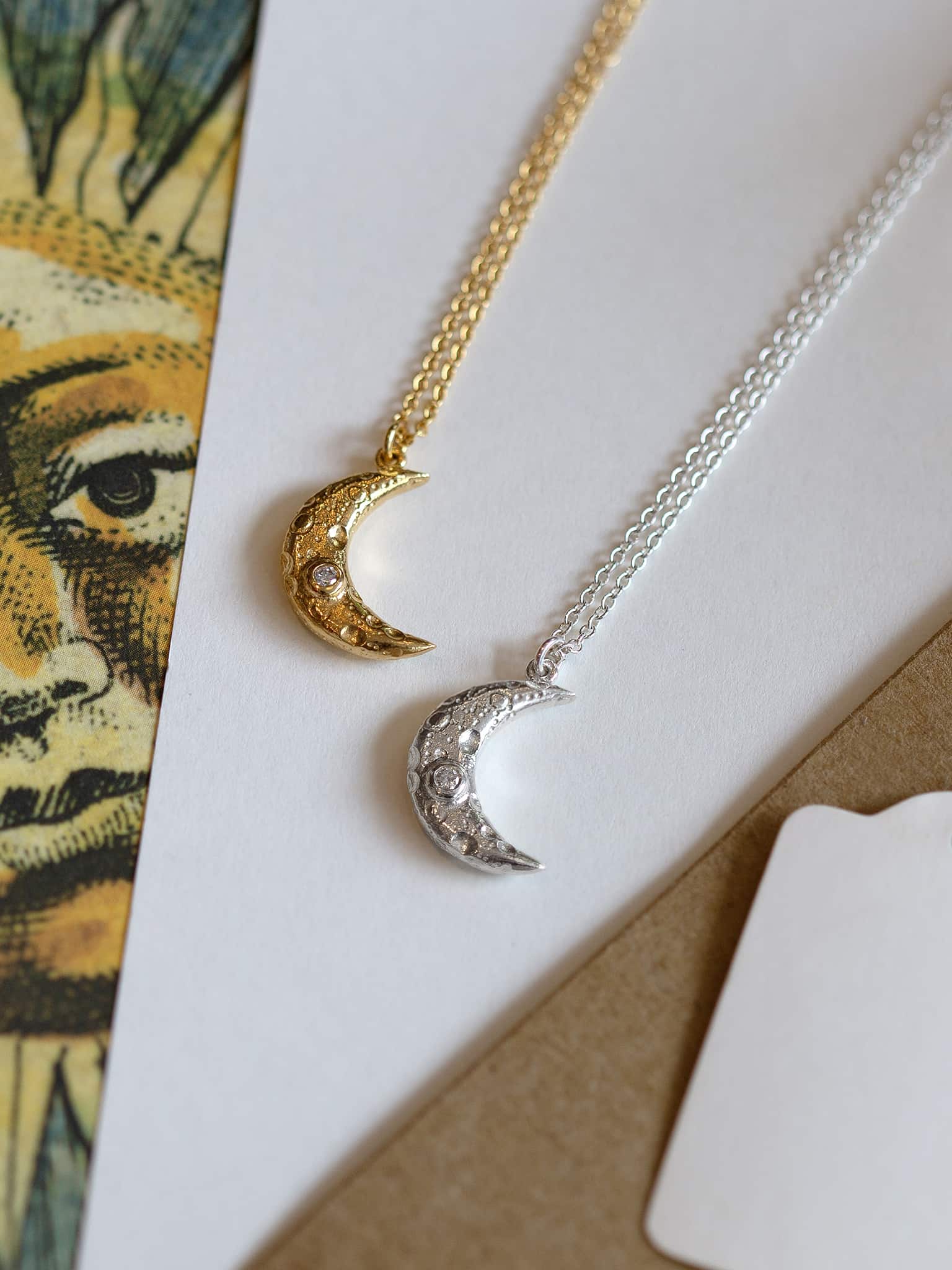 Stargazing Crescent Moon Necklace with Diamonds - image 10