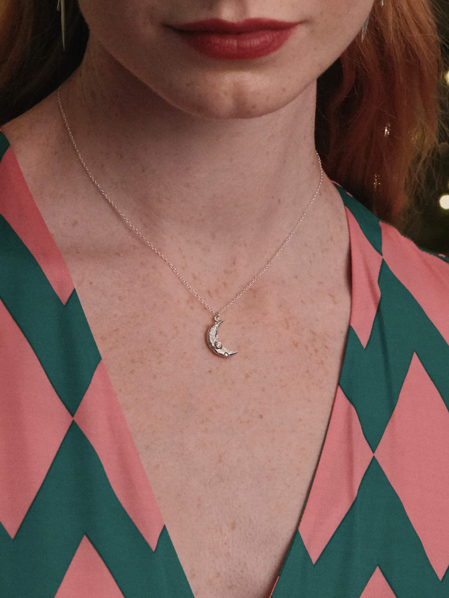 Stargazing Crescent Moon Necklace with Diamonds - image 8