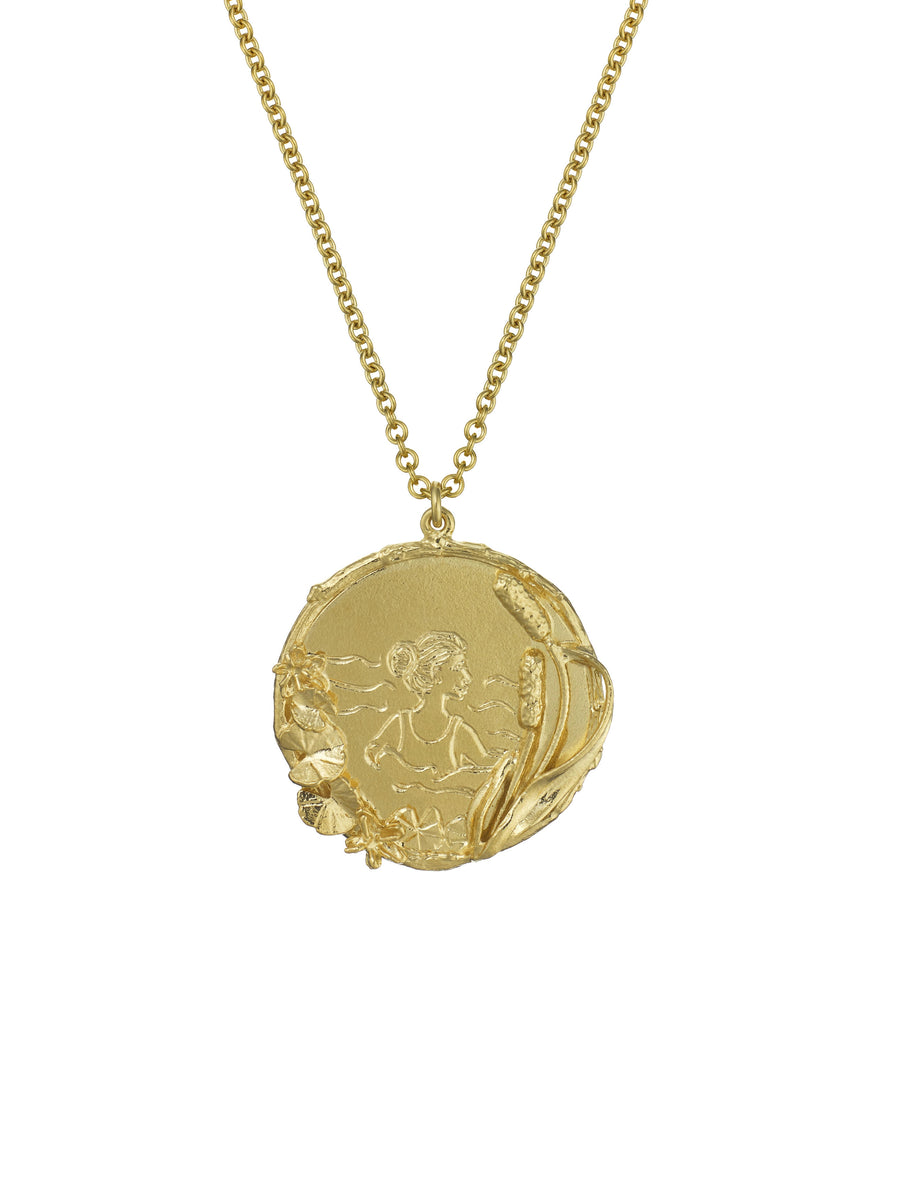 Wild Swimming Medallion Necklace with "Into the Wild" Engraving