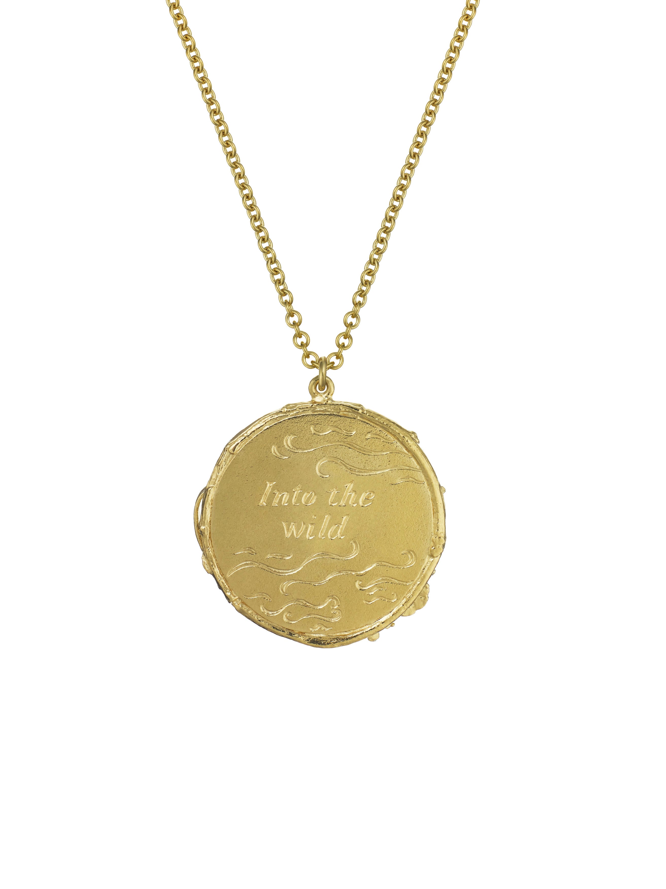 Wild Swimming Medallion Necklace with "Into the Wild" Engraving - image 5 | gold plate