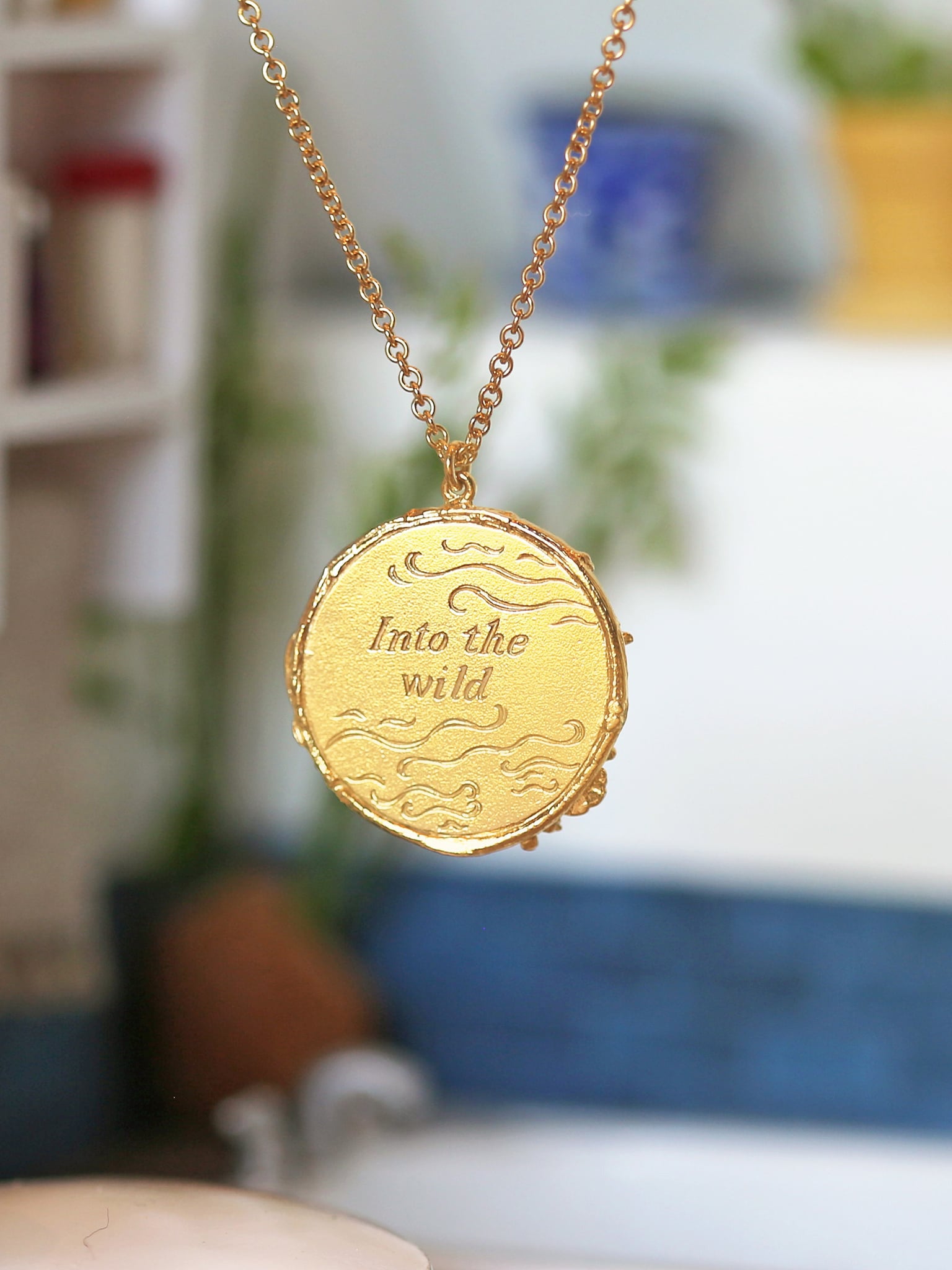 Wild Swimming Medallion Necklace with "Into the Wild" Engraving - image 3