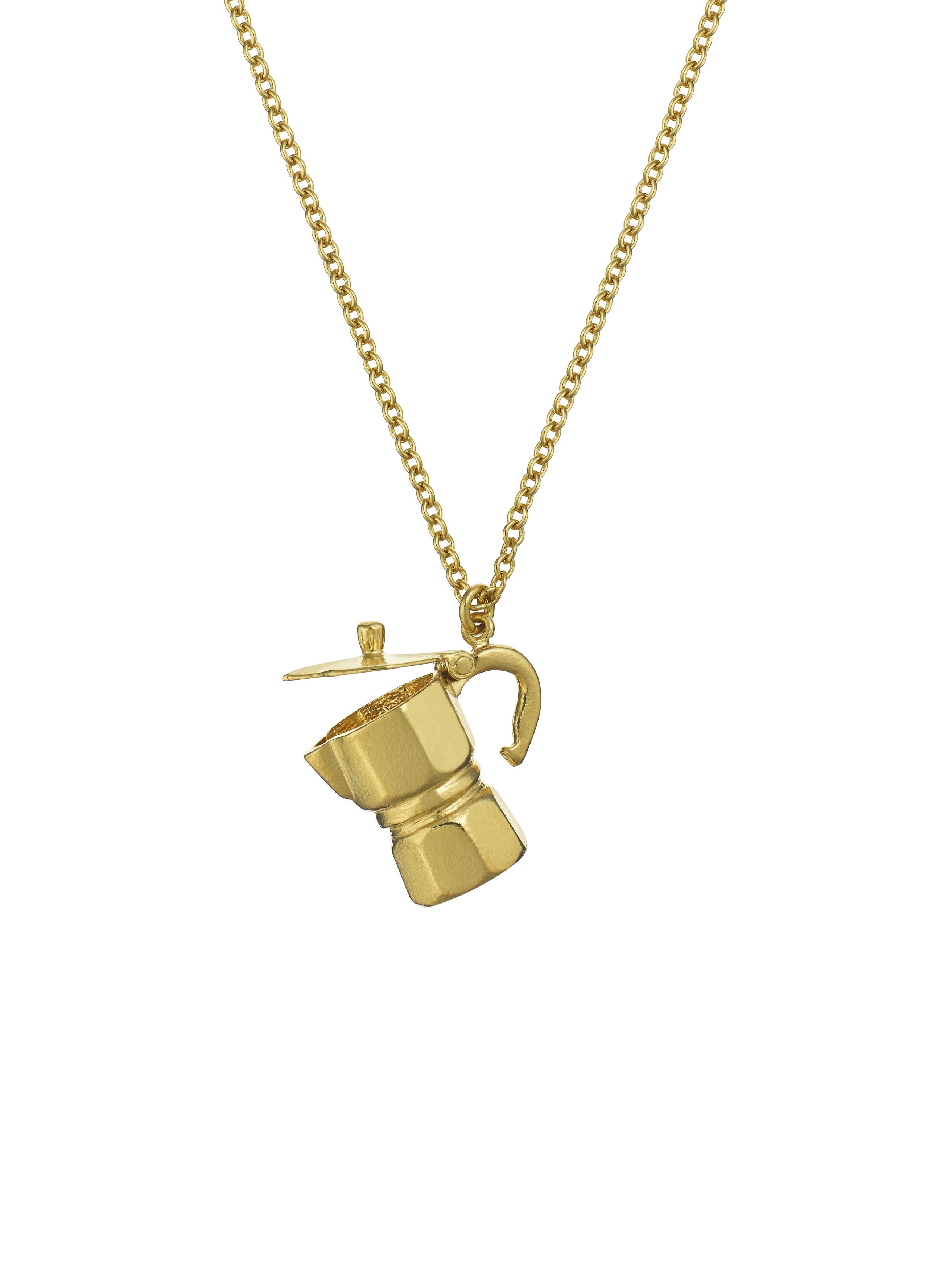 Opening Moka Coffee Pot Necklace - image 4 | gold plate