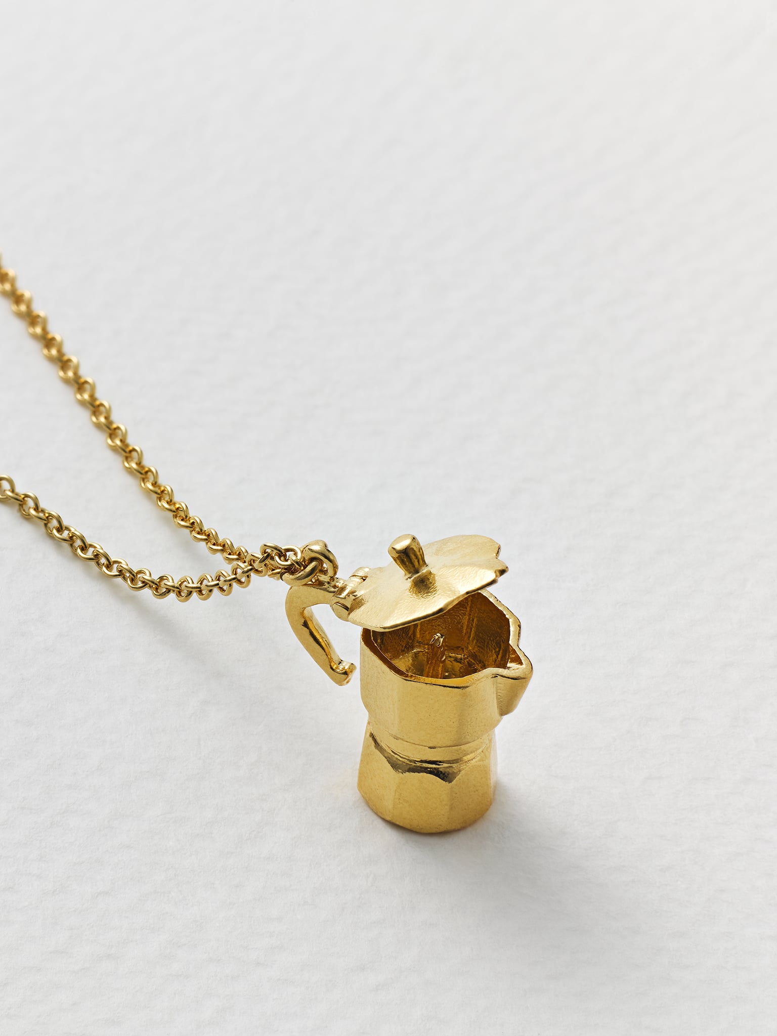 Opening Moka Coffee Pot Necklace - image 3 | gold plate