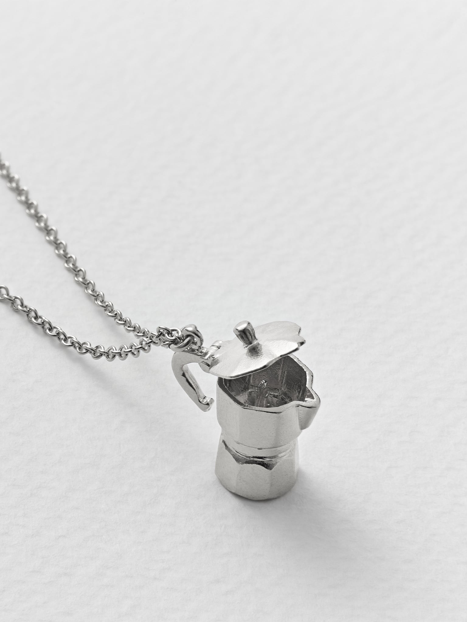 Opening Moka Coffee Pot Necklace - image 6 | silver