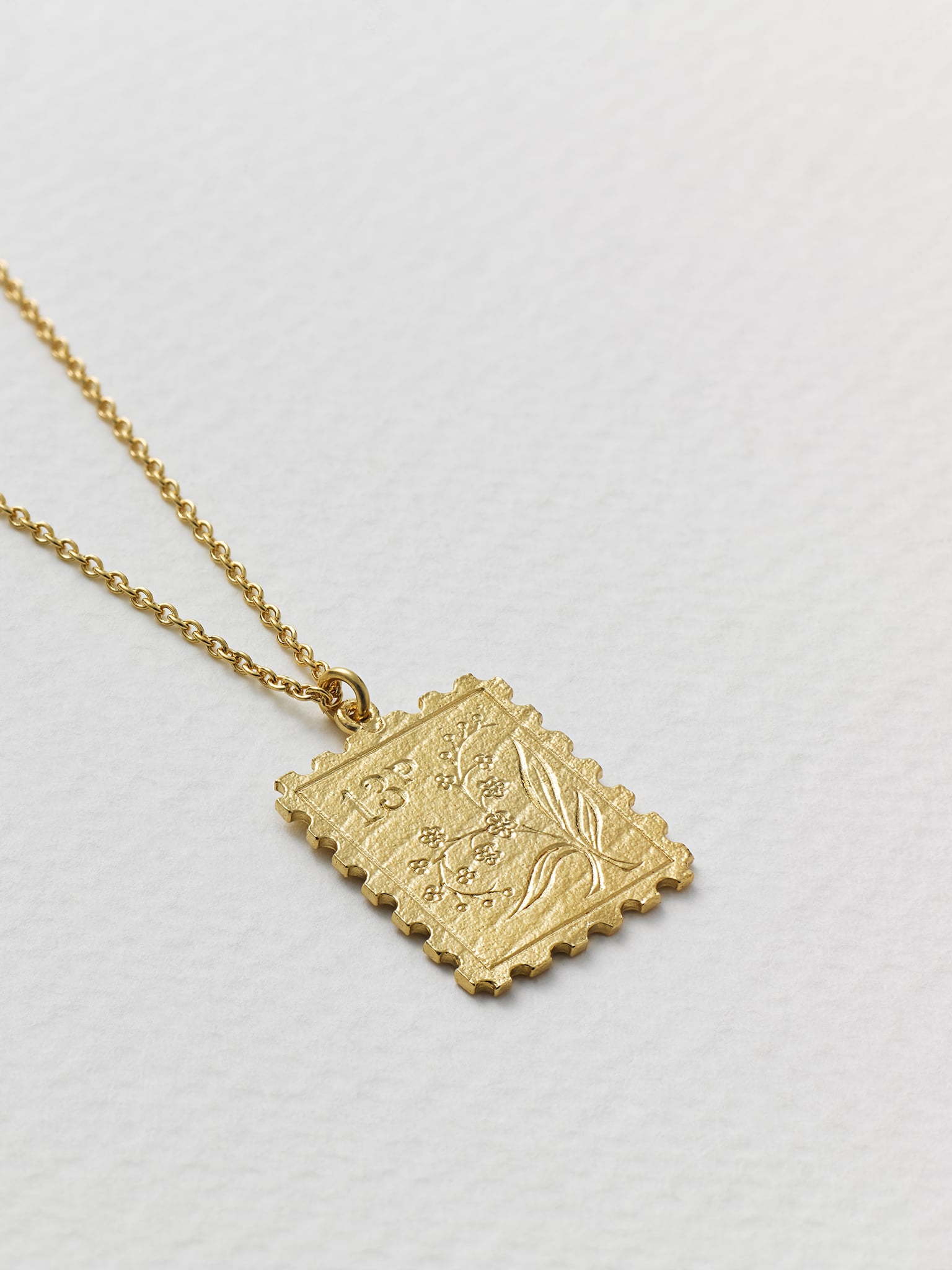 Floral Stamp Necklace - image 3 | gold plate
