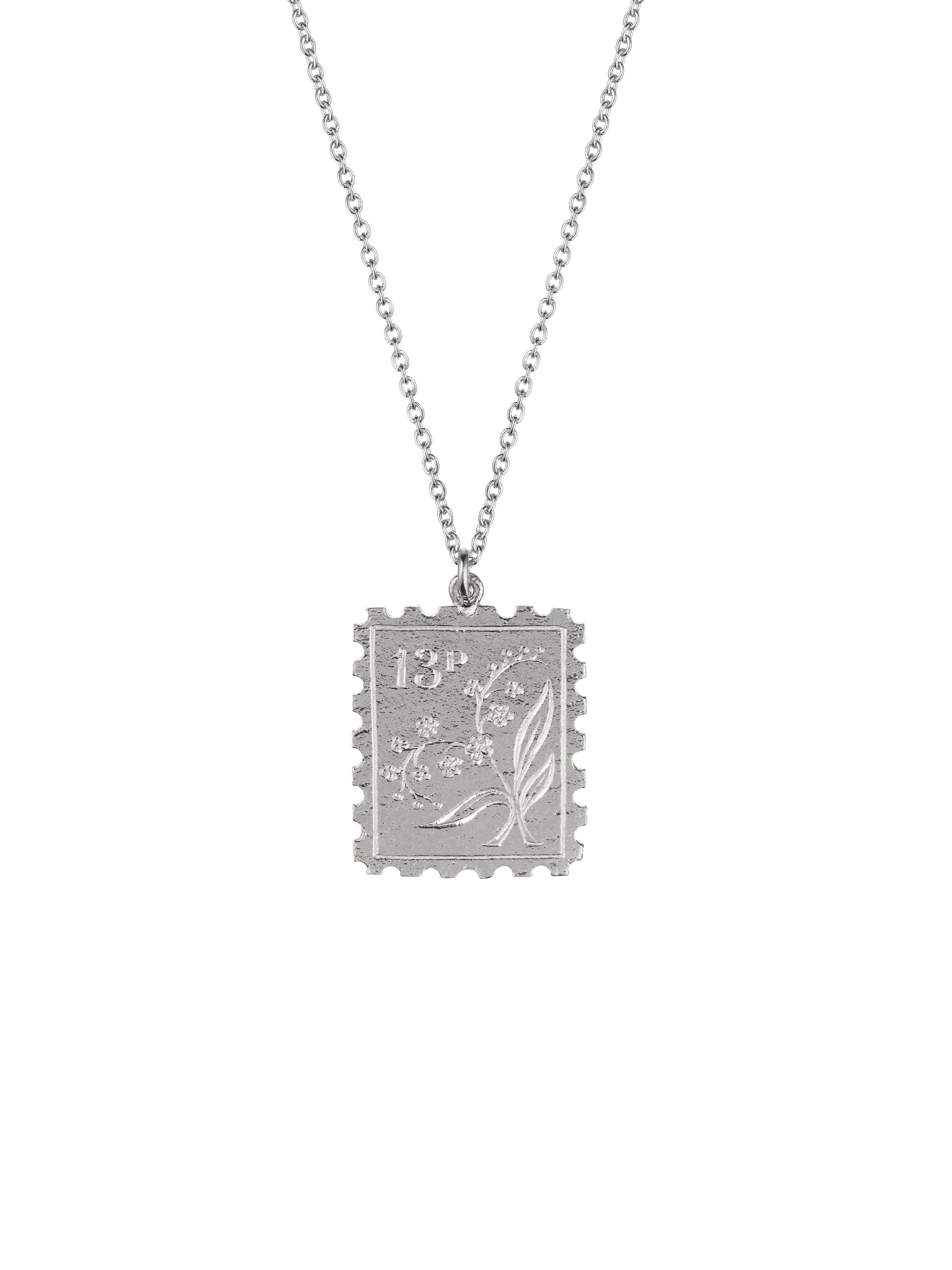 Floral Stamp Necklace - image 4 | silver