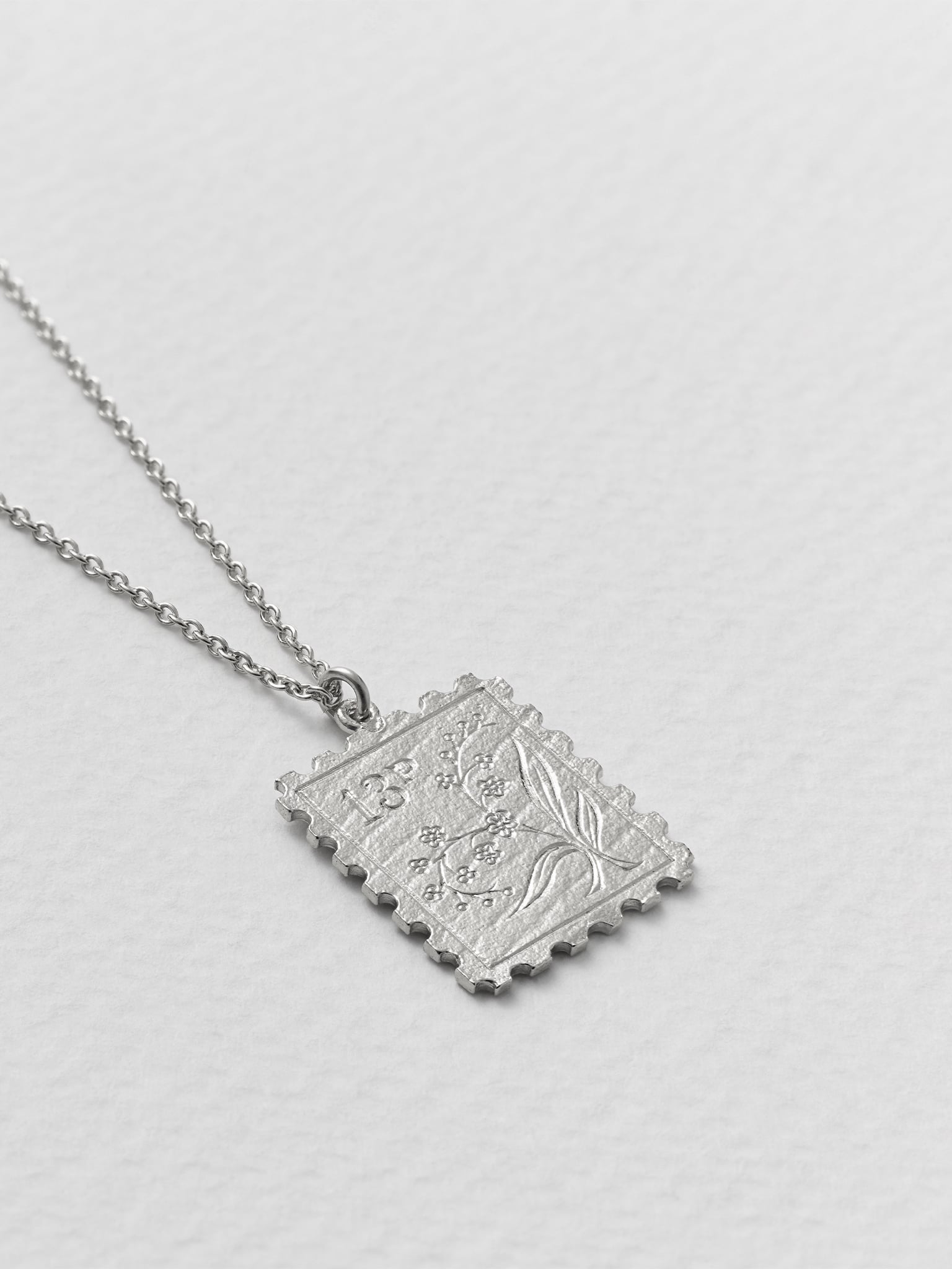 Floral Stamp Necklace - image 5 | silver