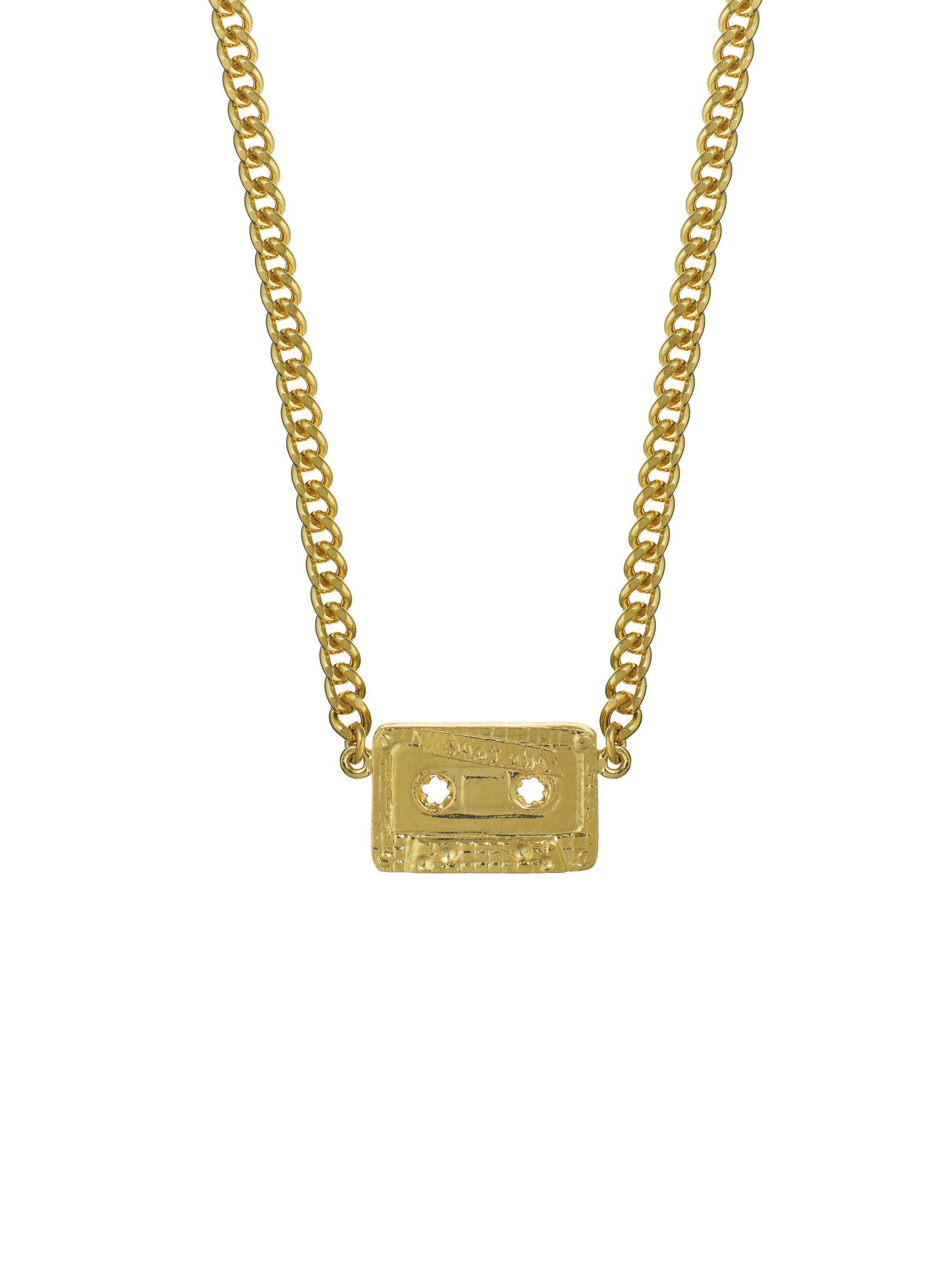 In-line Cassette Mixtape Curb Chain Necklace - image 1 | gold plate