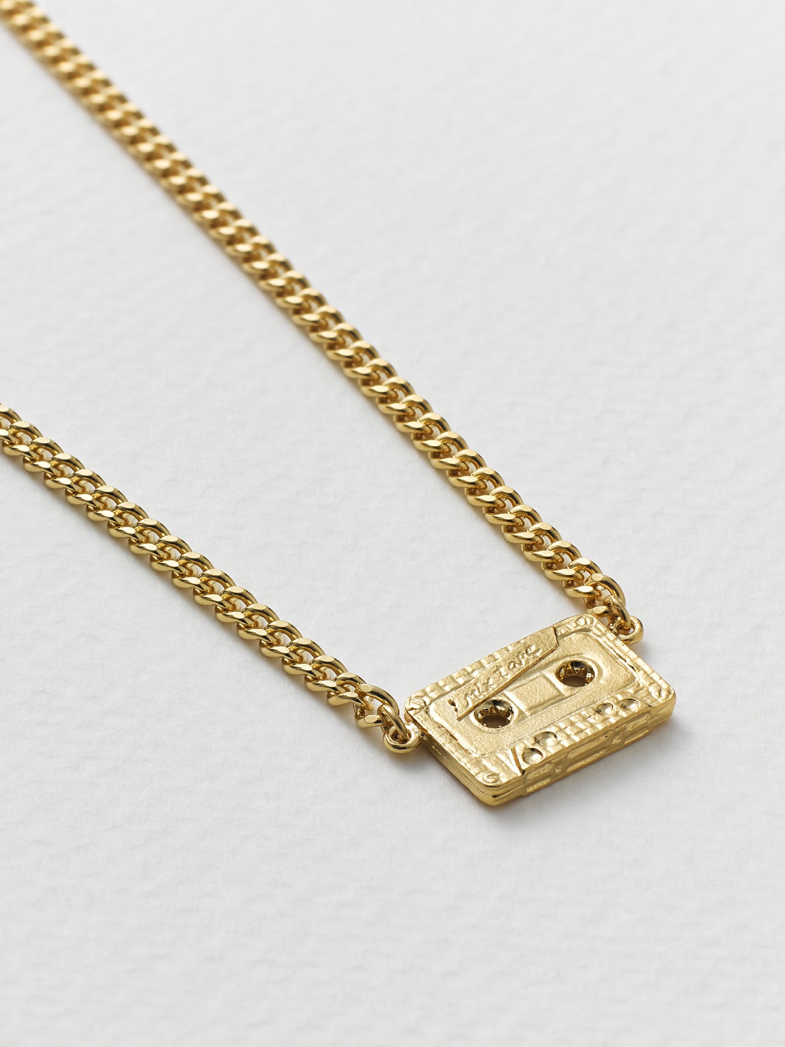 In-line Cassette Mixtape Curb Chain Necklace - image 3 | gold plate