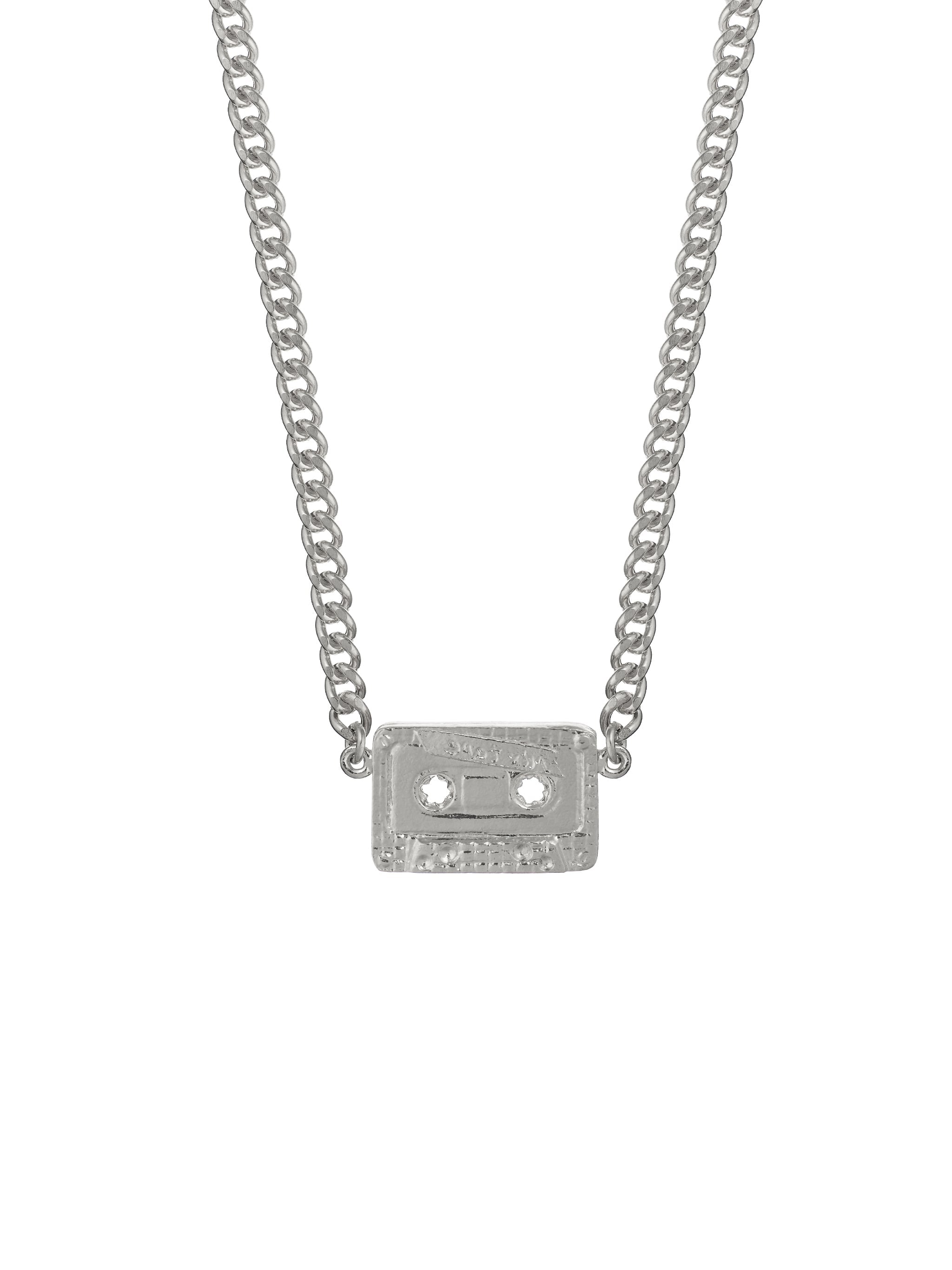 In-line Cassette Mixtape Curb Chain Necklace - image 5 | silver