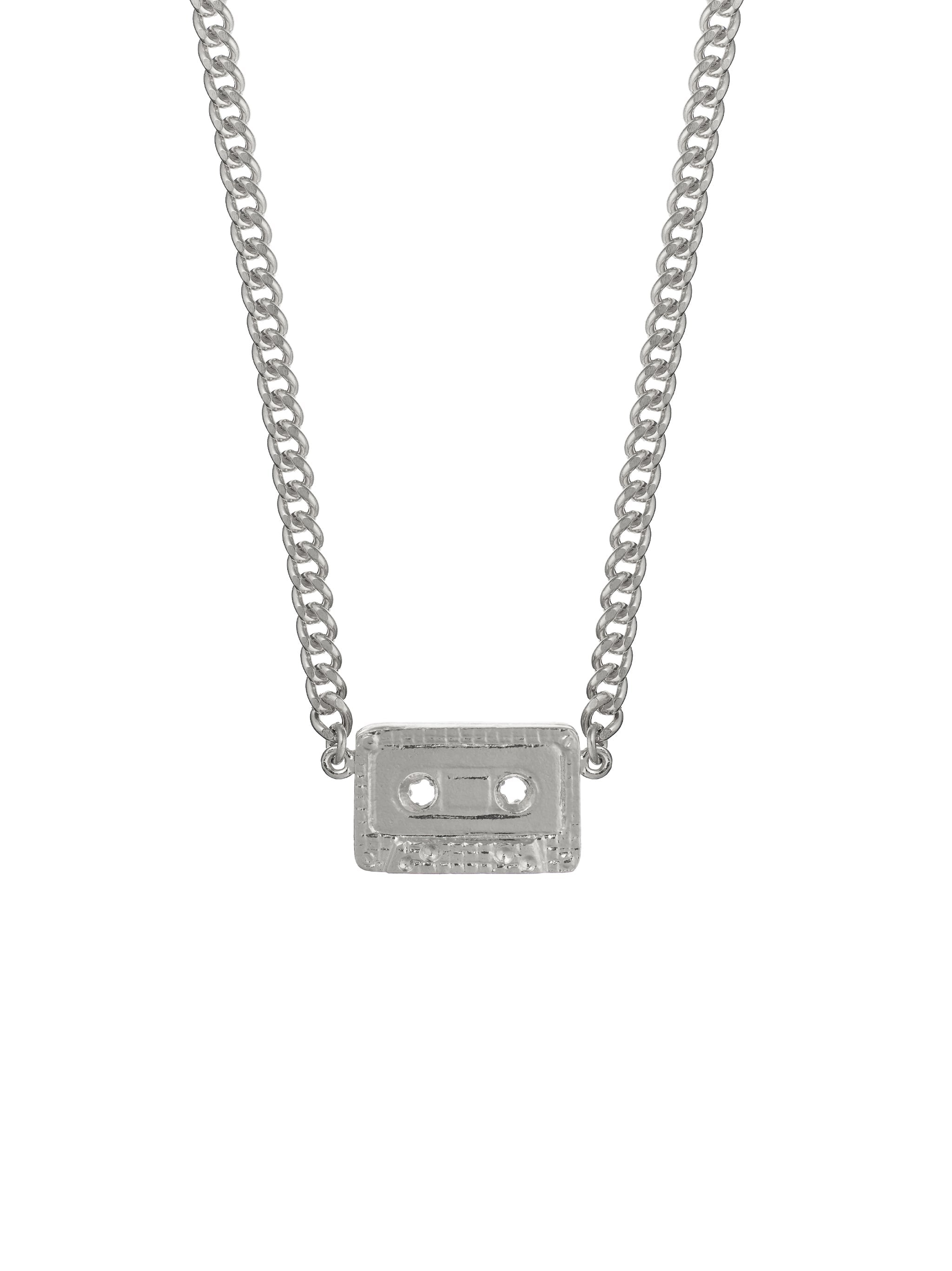 In-line Cassette Mixtape Curb Chain Necklace - image 7 | silver