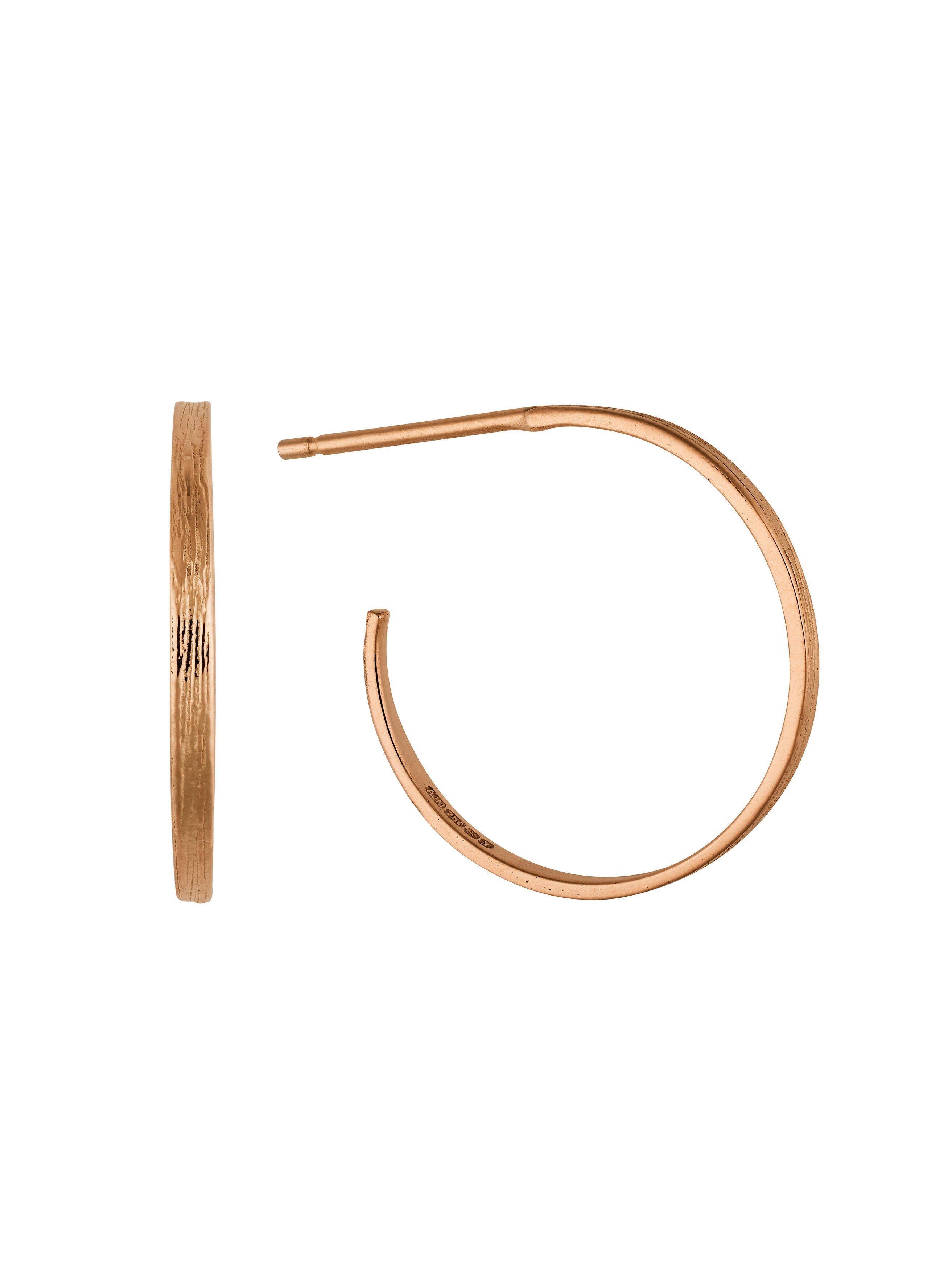 Fine Textured Hoop Earrings - image 10 | 18ct rose gold