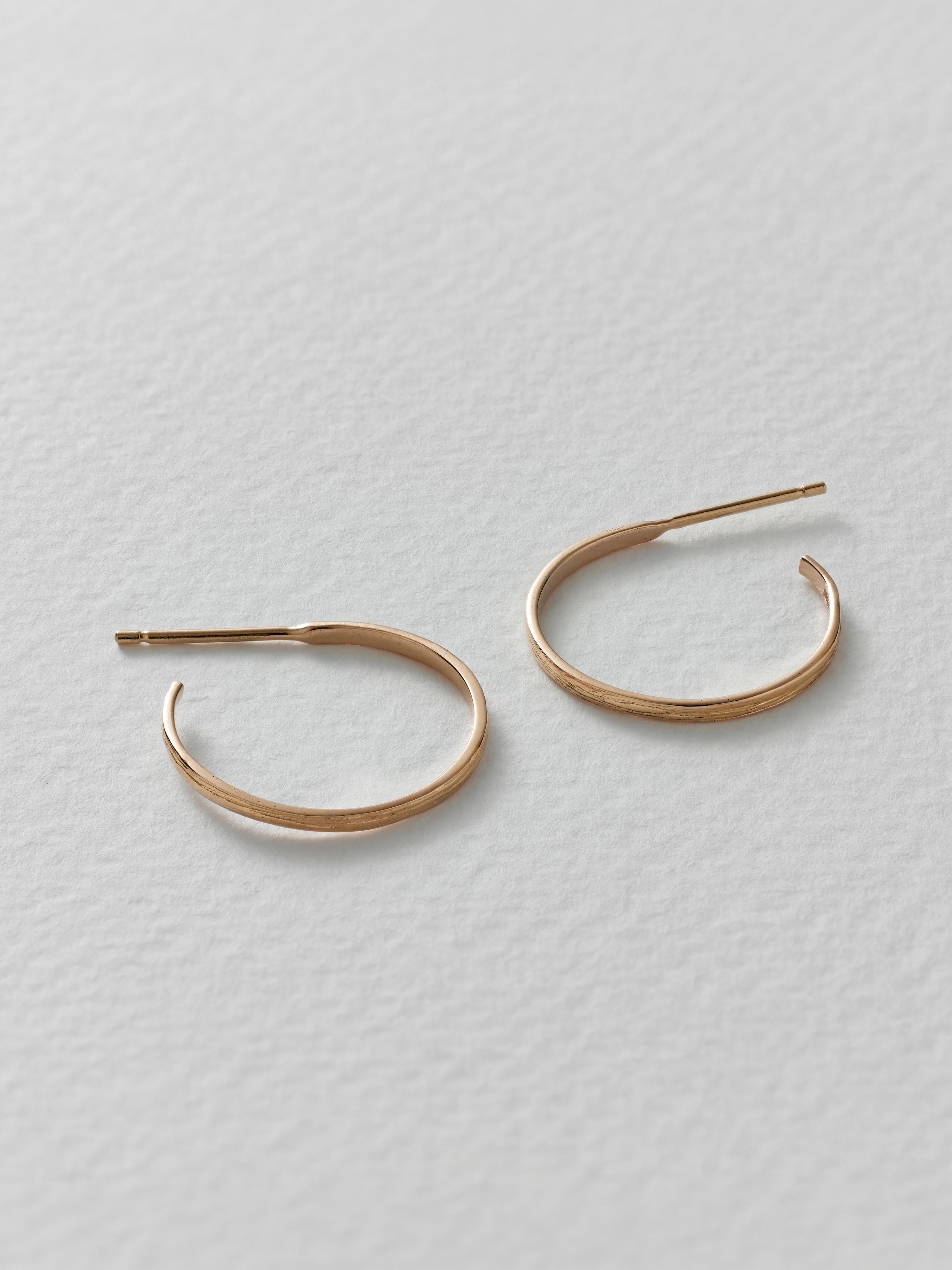 Fine Textured Hoop Earrings - image 9 | 18ct rose gold