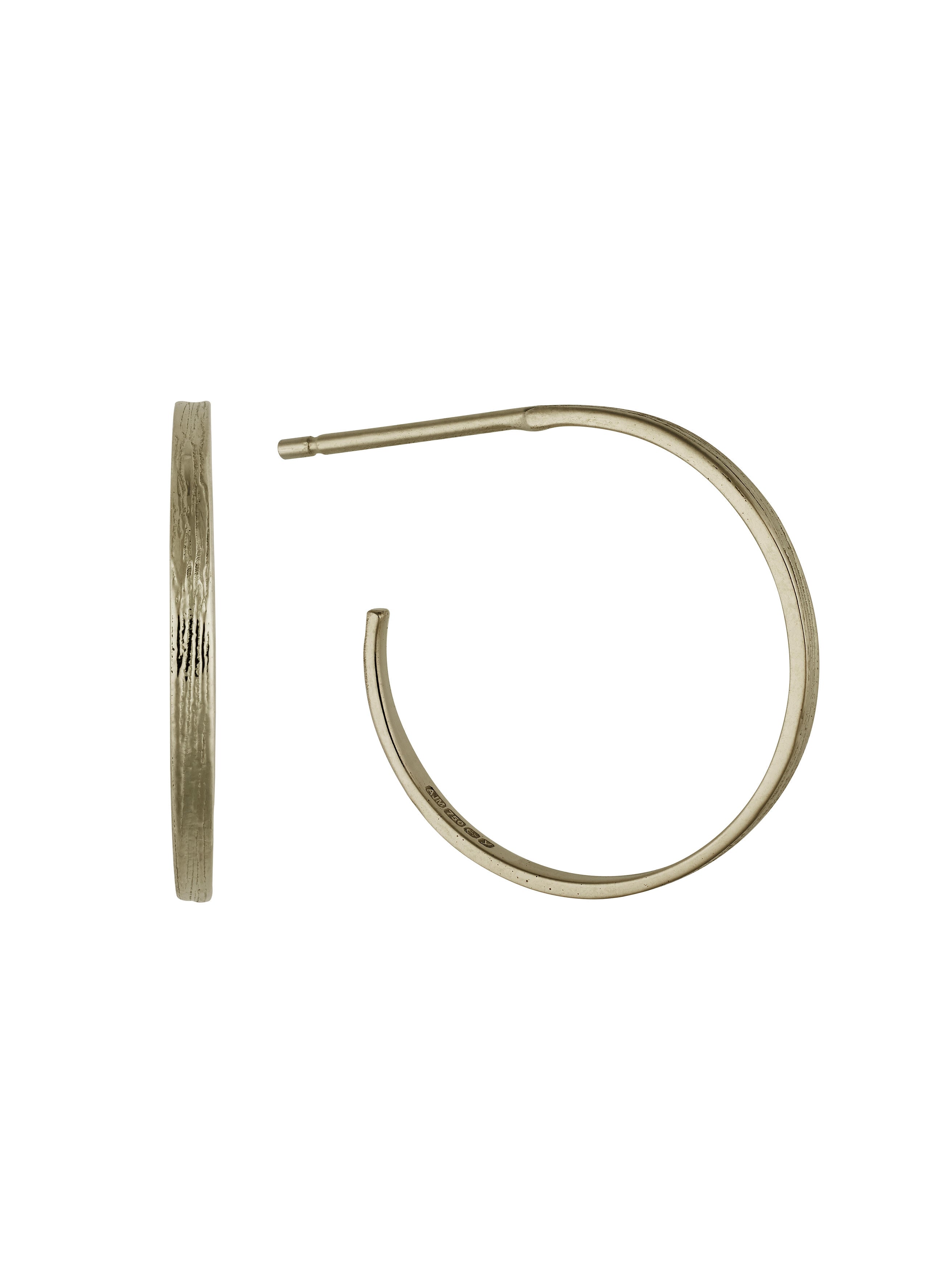 Fine Textured Hoop Earrings - image 7 | 18ct white gold