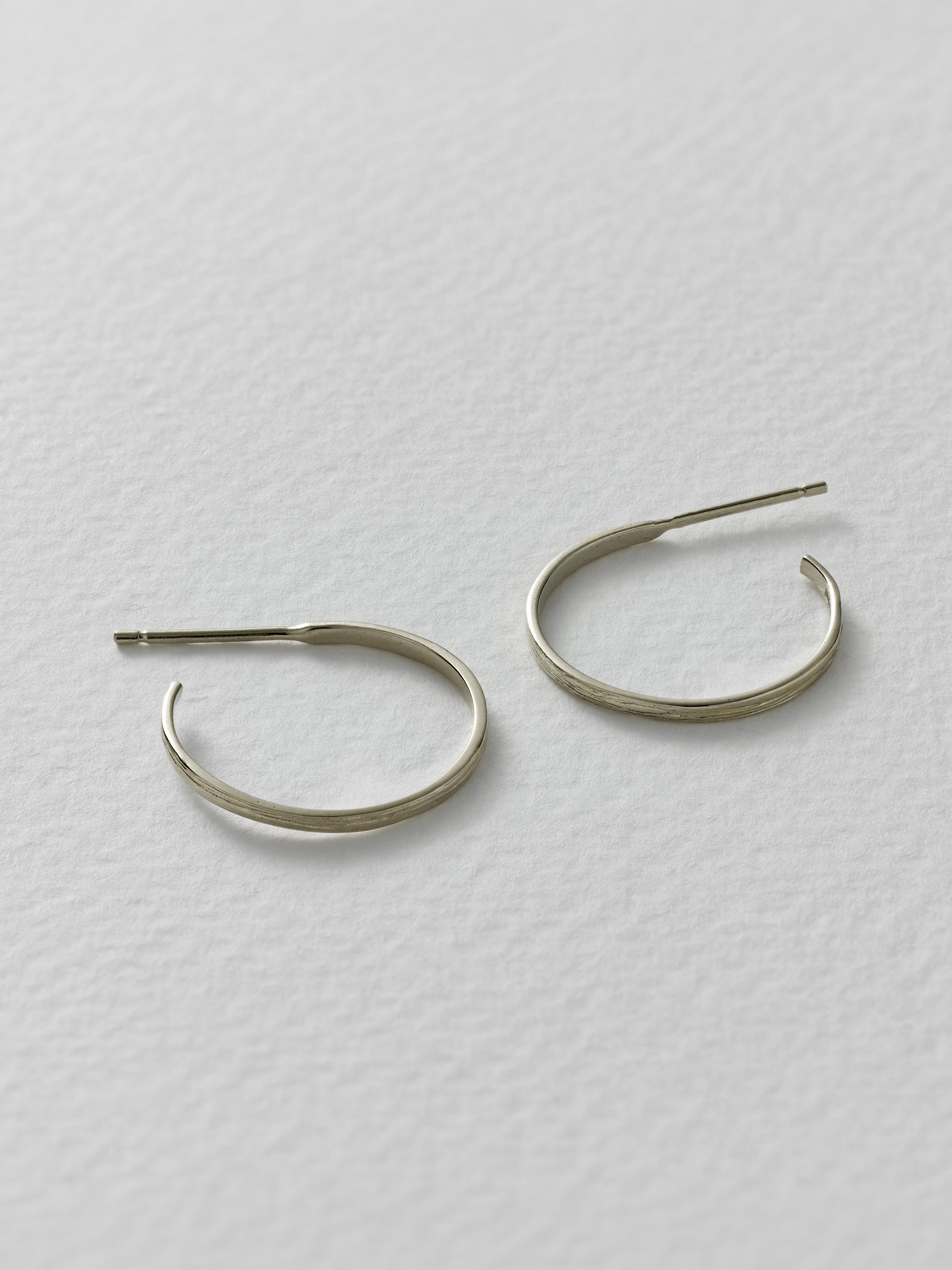 Fine Textured Hoop Earrings - image 6 | 18ct white gold