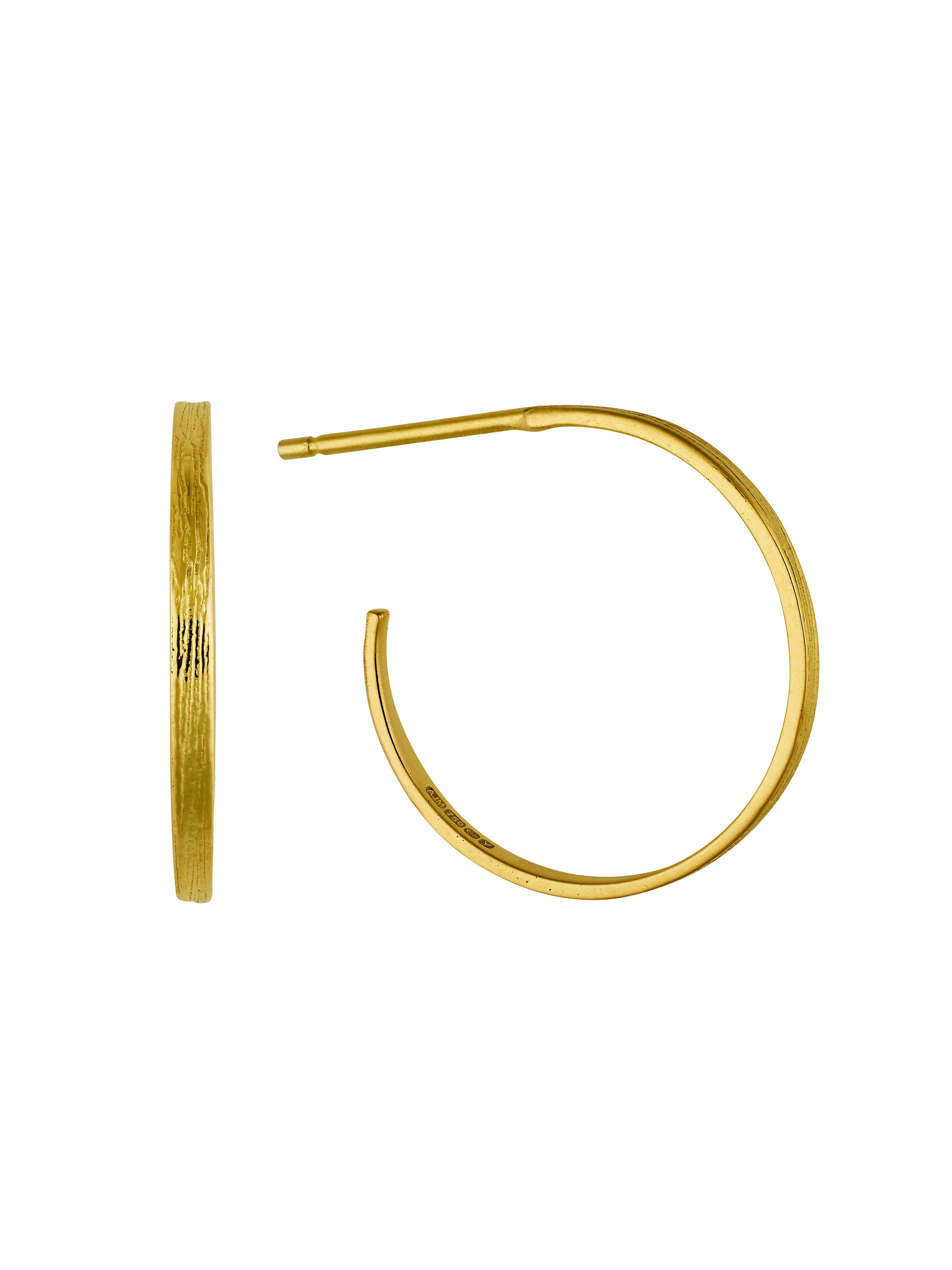 Fine Textured Hoop Earrings - image 3 | 18ct yellow gold