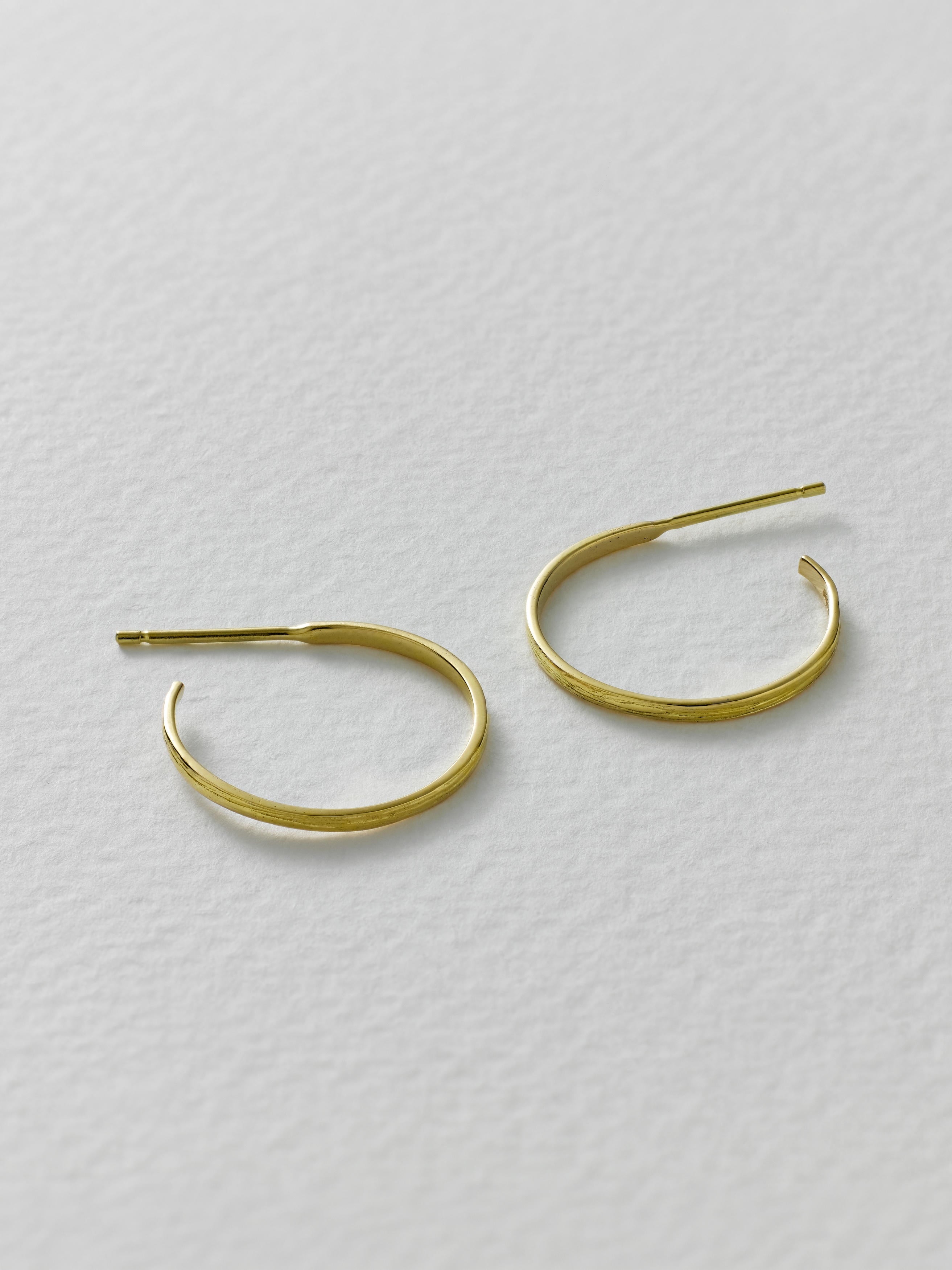 Fine Textured Hoop Earrings - image 2 | 18ct yellow gold