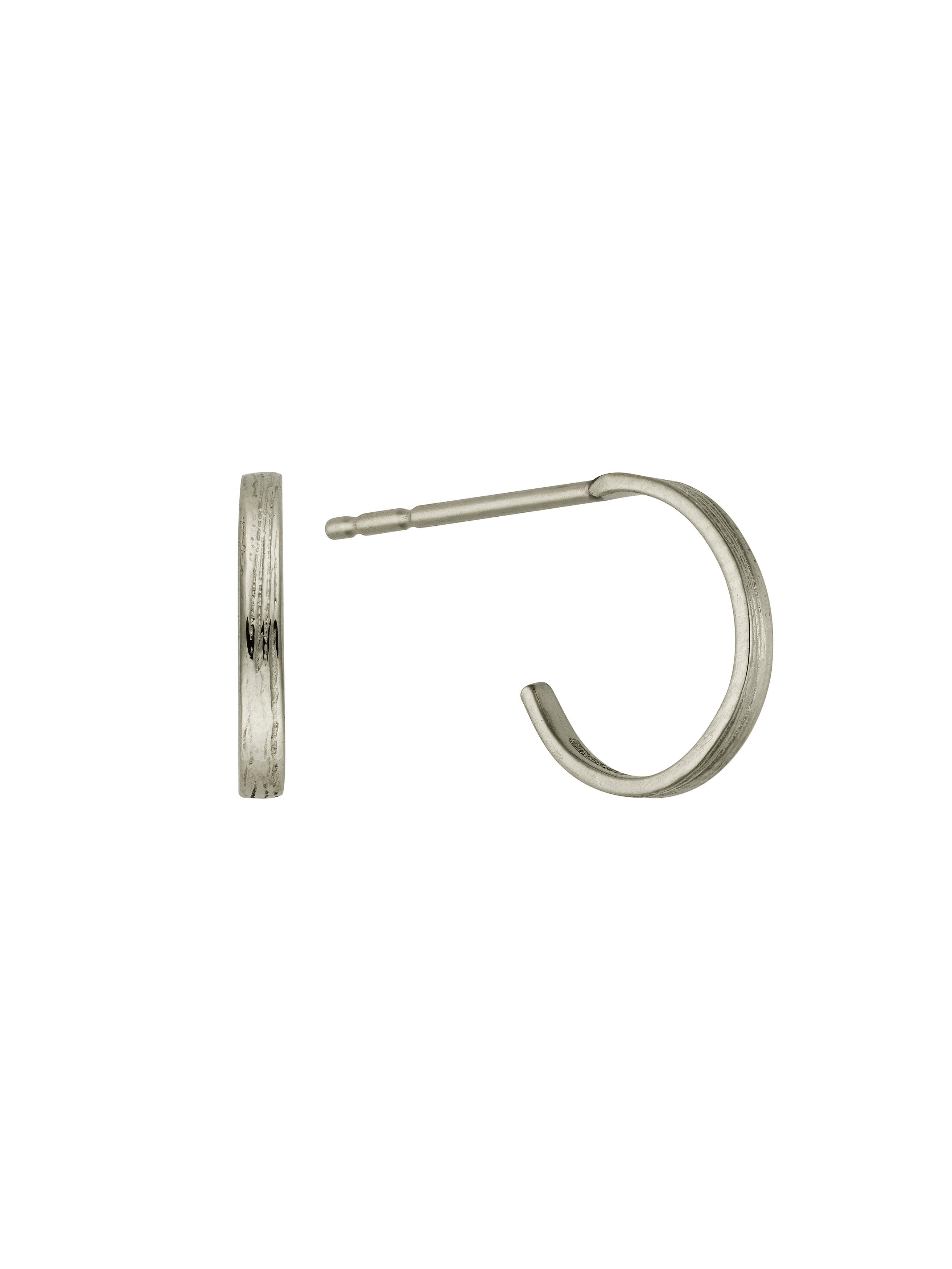 Fine Textured Small Hoop Earrings - image 3 | 18ct white gold