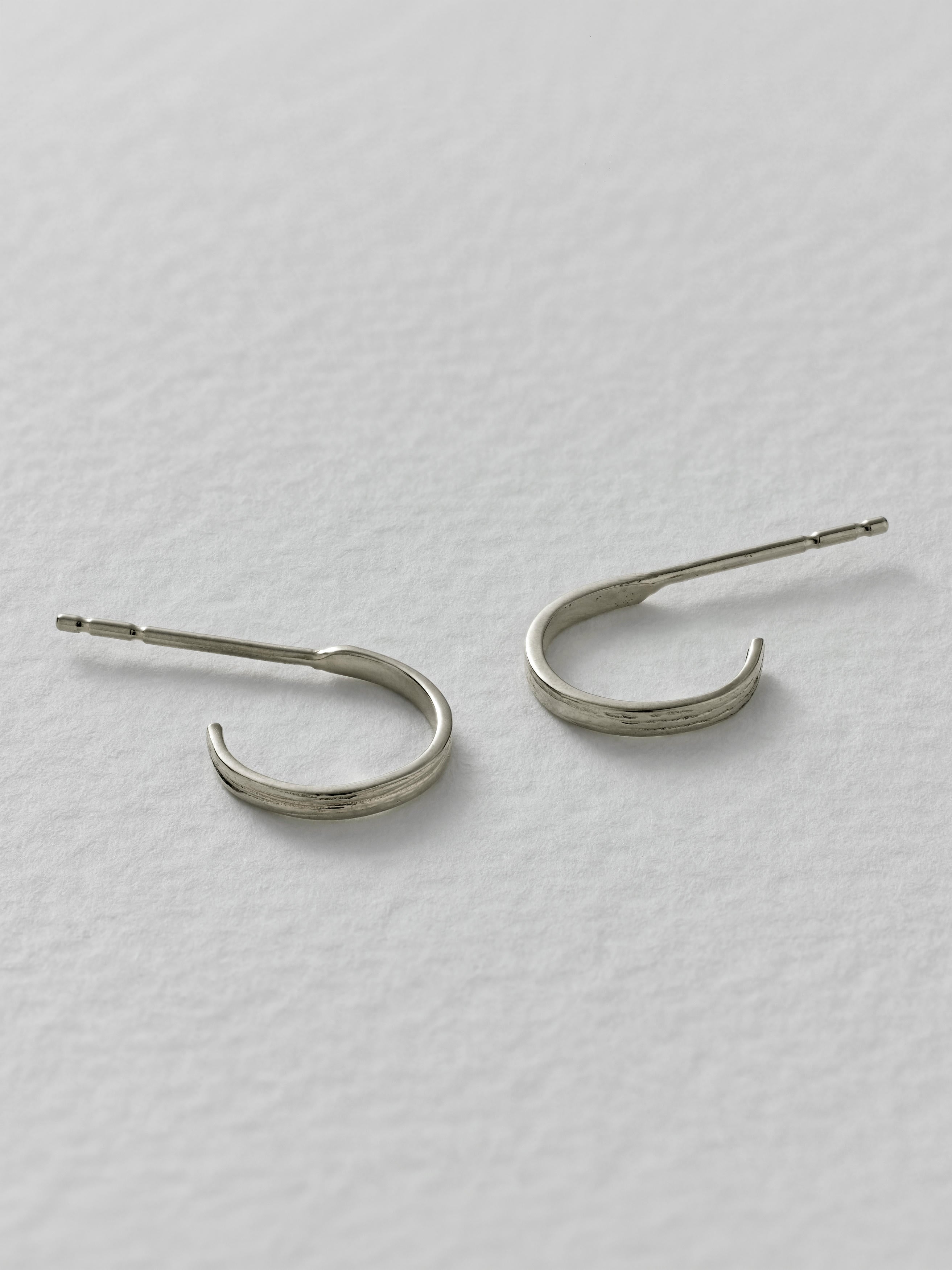 Fine Textured Small Hoop Earrings - image 2 | 18ct white gold