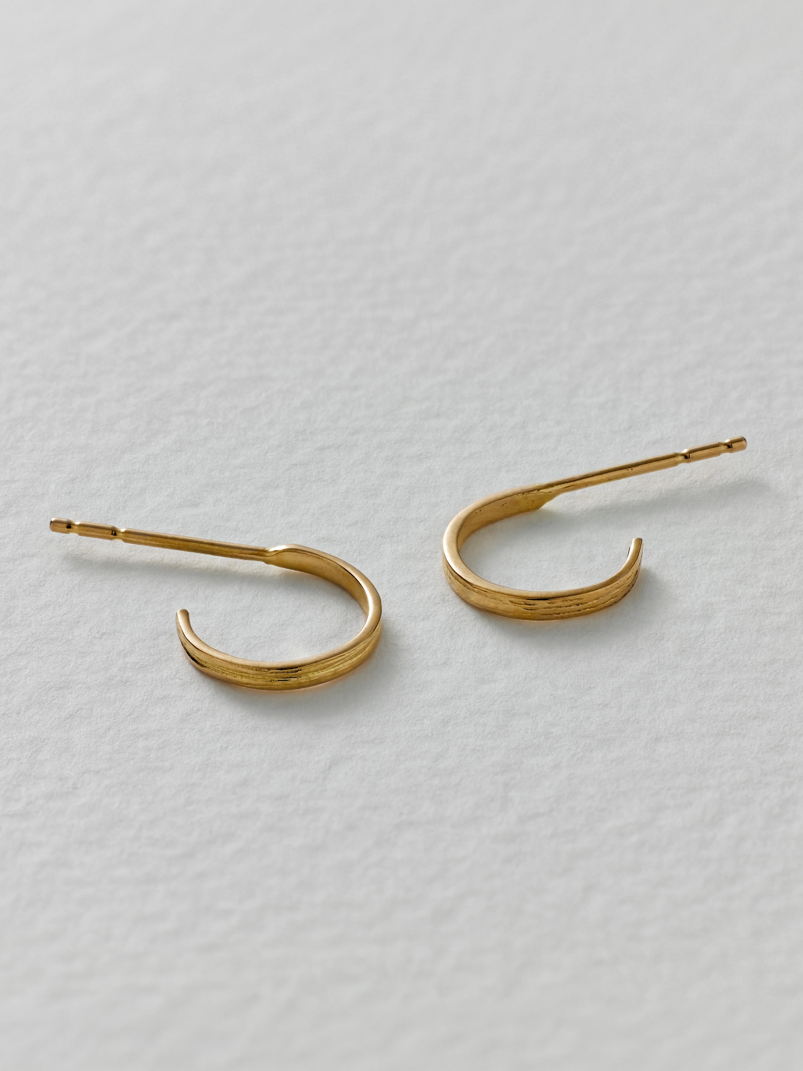 Fine Textured Mini Hoop Earrings - image 2 | 18ct rose gold