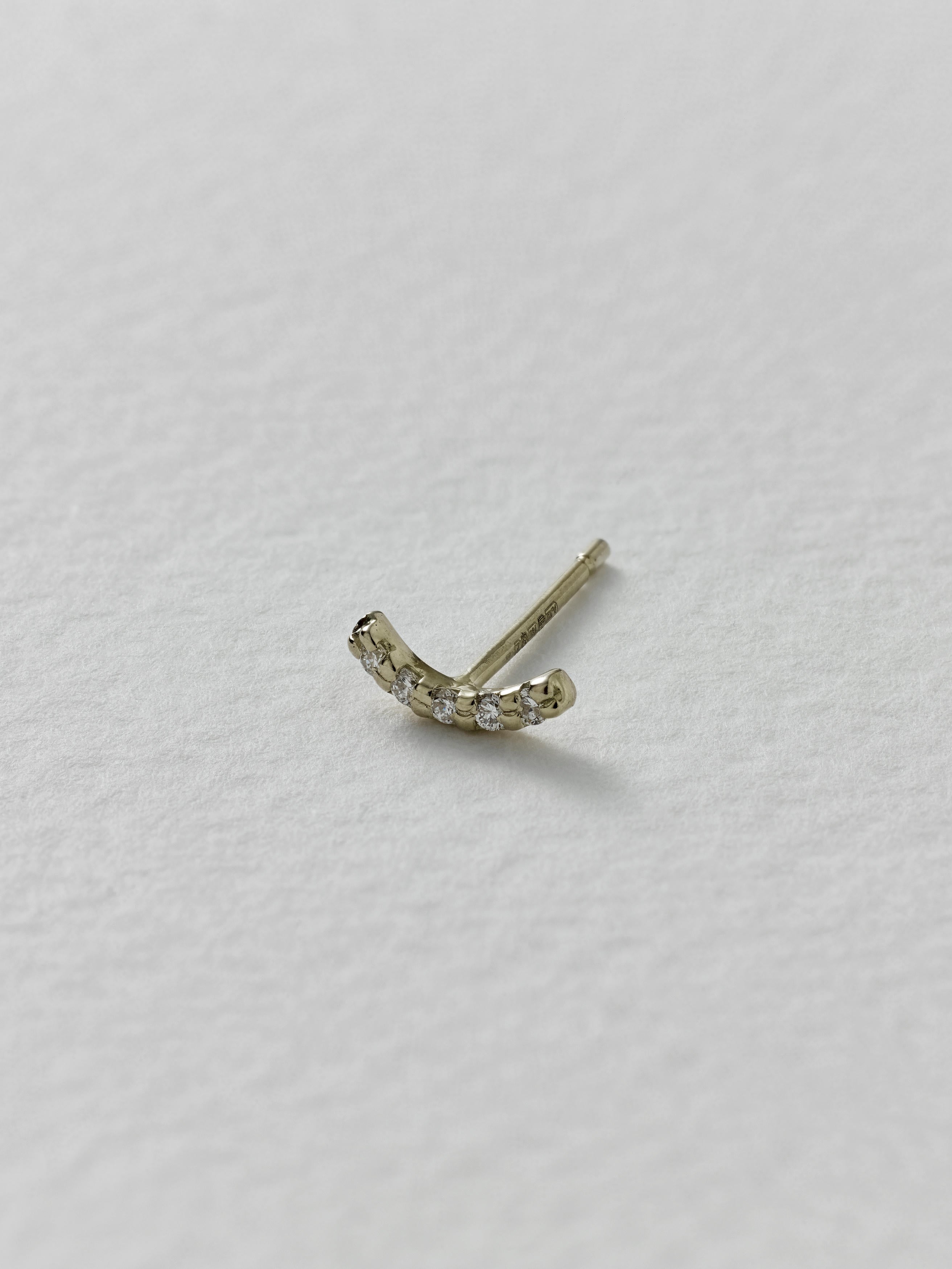 Crescent Bar Diamond Single Stud Earring - image 6 | 18ct white gold