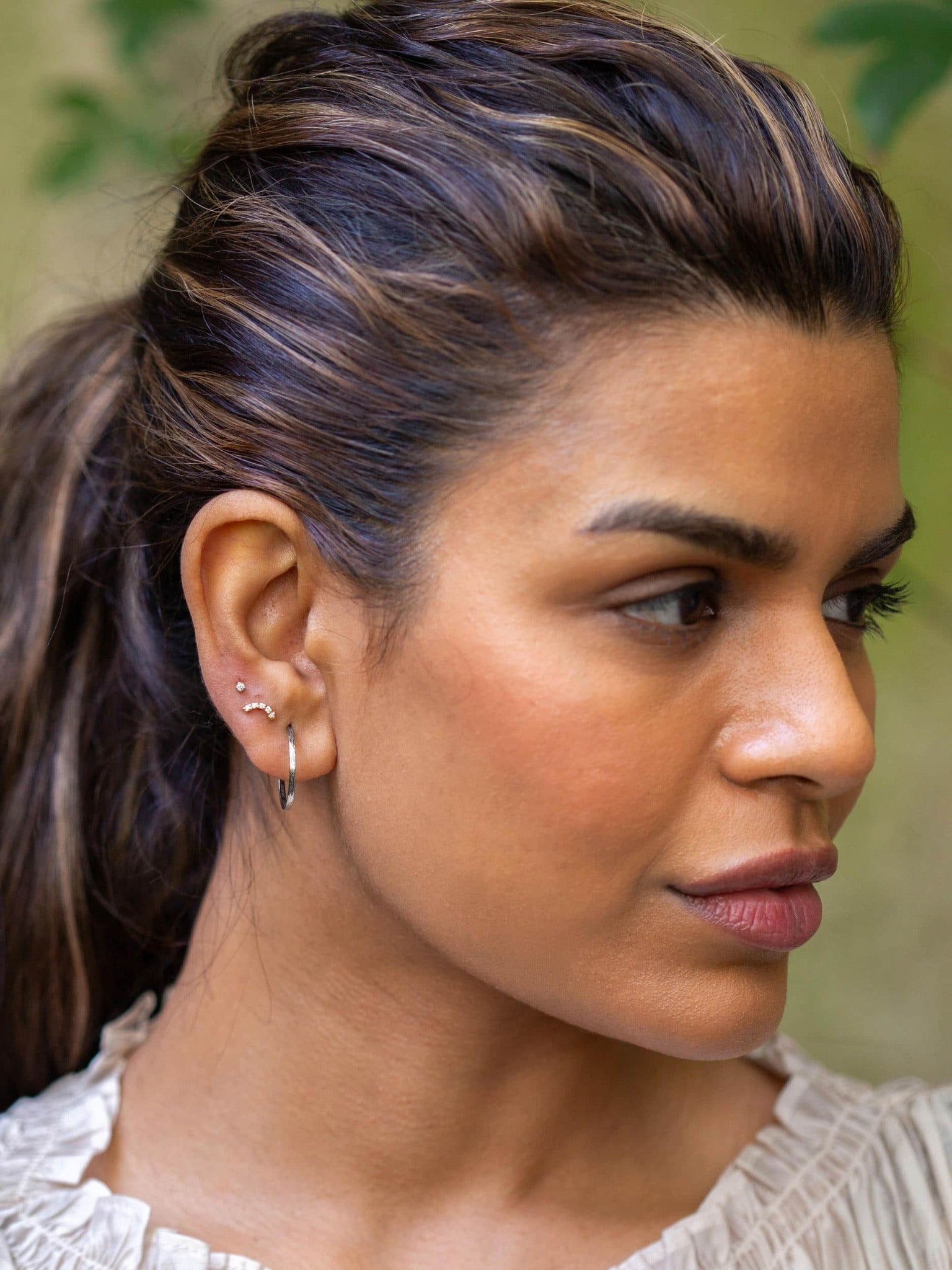 Crescent Bar Diamond Single Stud Earring - image 2