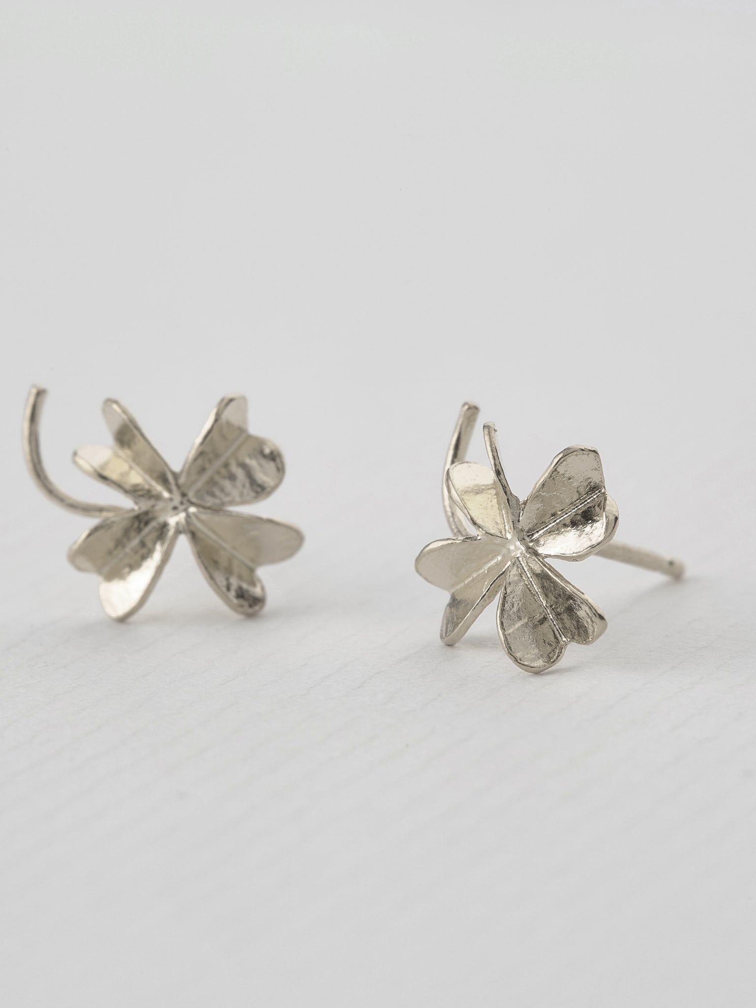 Lucky Clover Stud Earrings - image 6 | silver