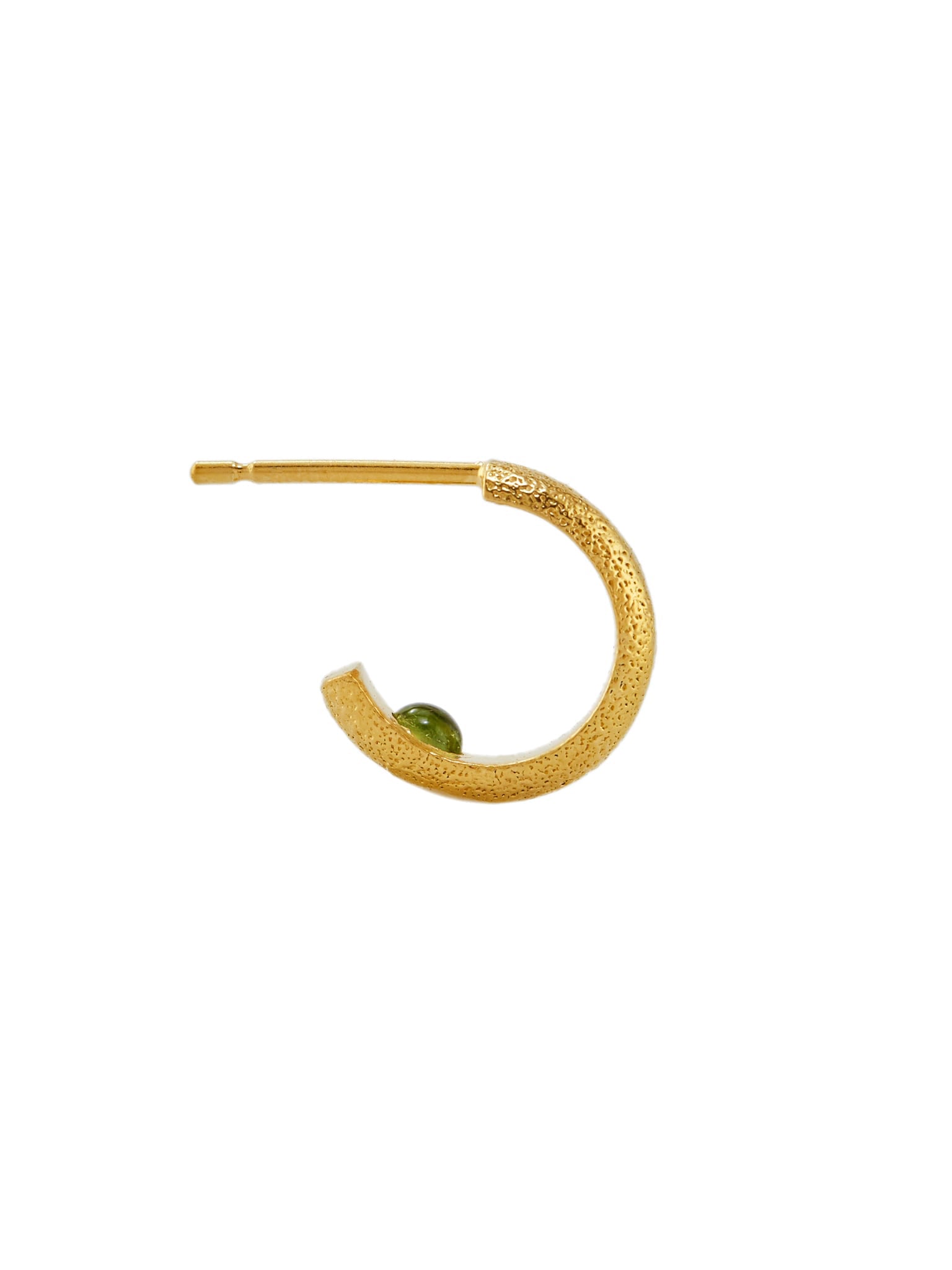 Hans Single Hoop Earring with Hidden Green Tourmaline - image 3 | gold plate