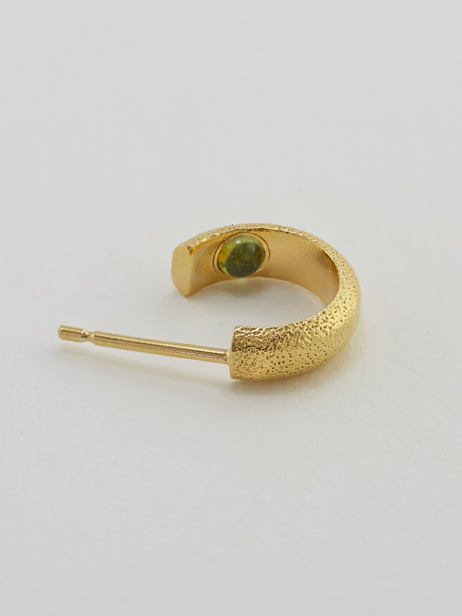 Hans Single Hoop Earring with Hidden Green Tourmaline - image 2 | gold plate
