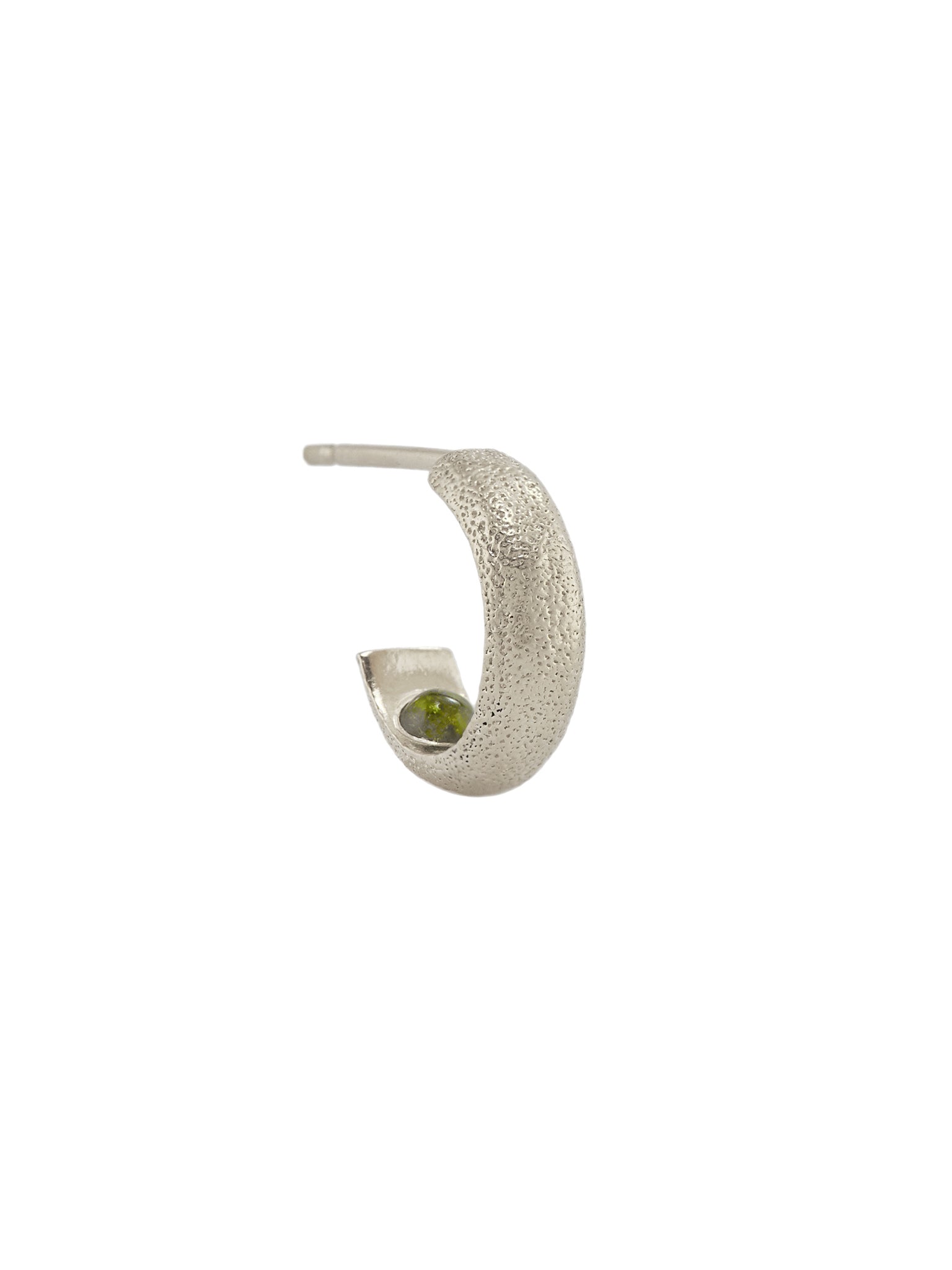Hans Single Hoop Earring with Hidden Green Tourmaline - image 4 | silver
