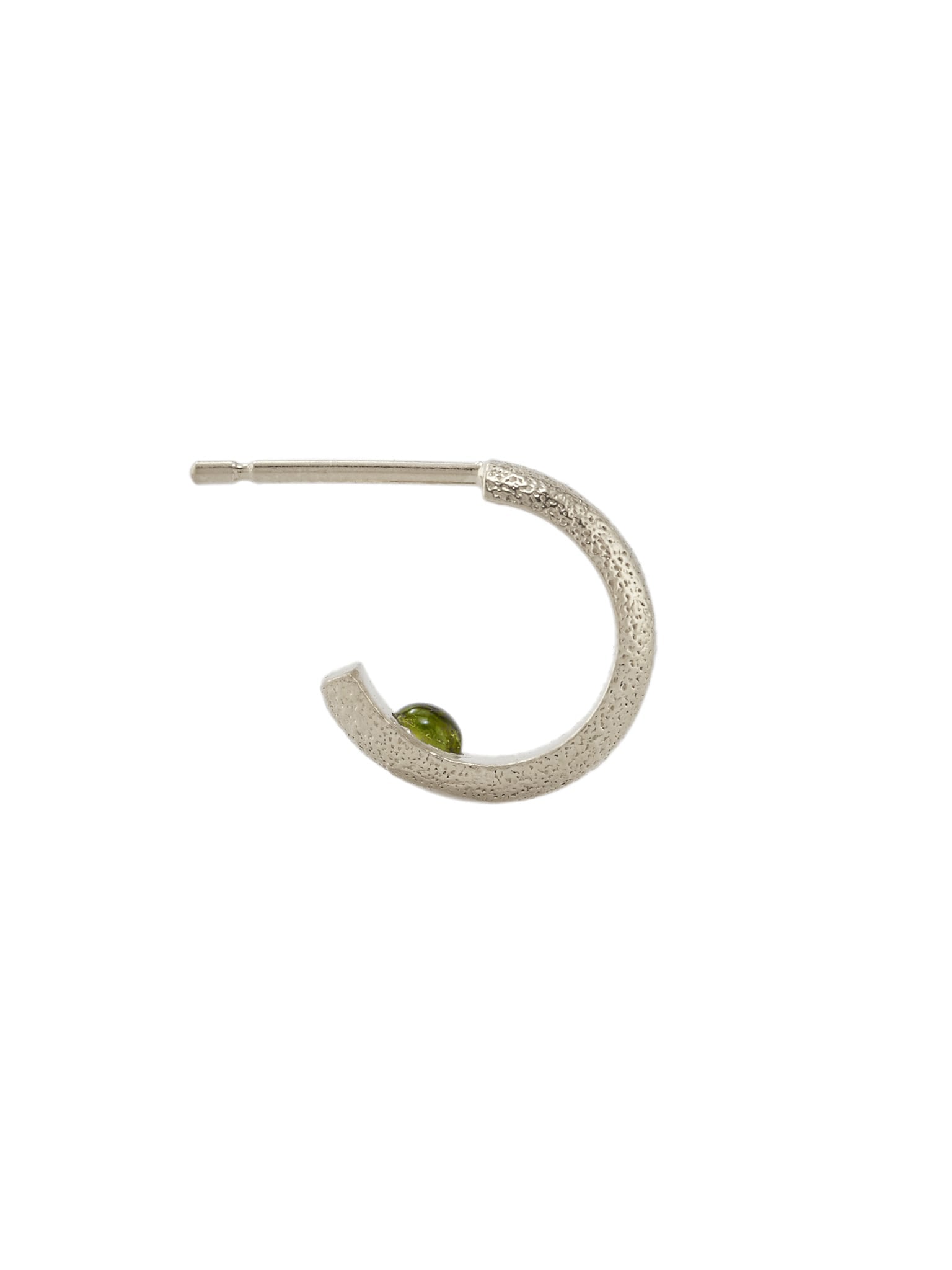 Hans Single Hoop Earring with Hidden Green Tourmaline - image 6 | silver
